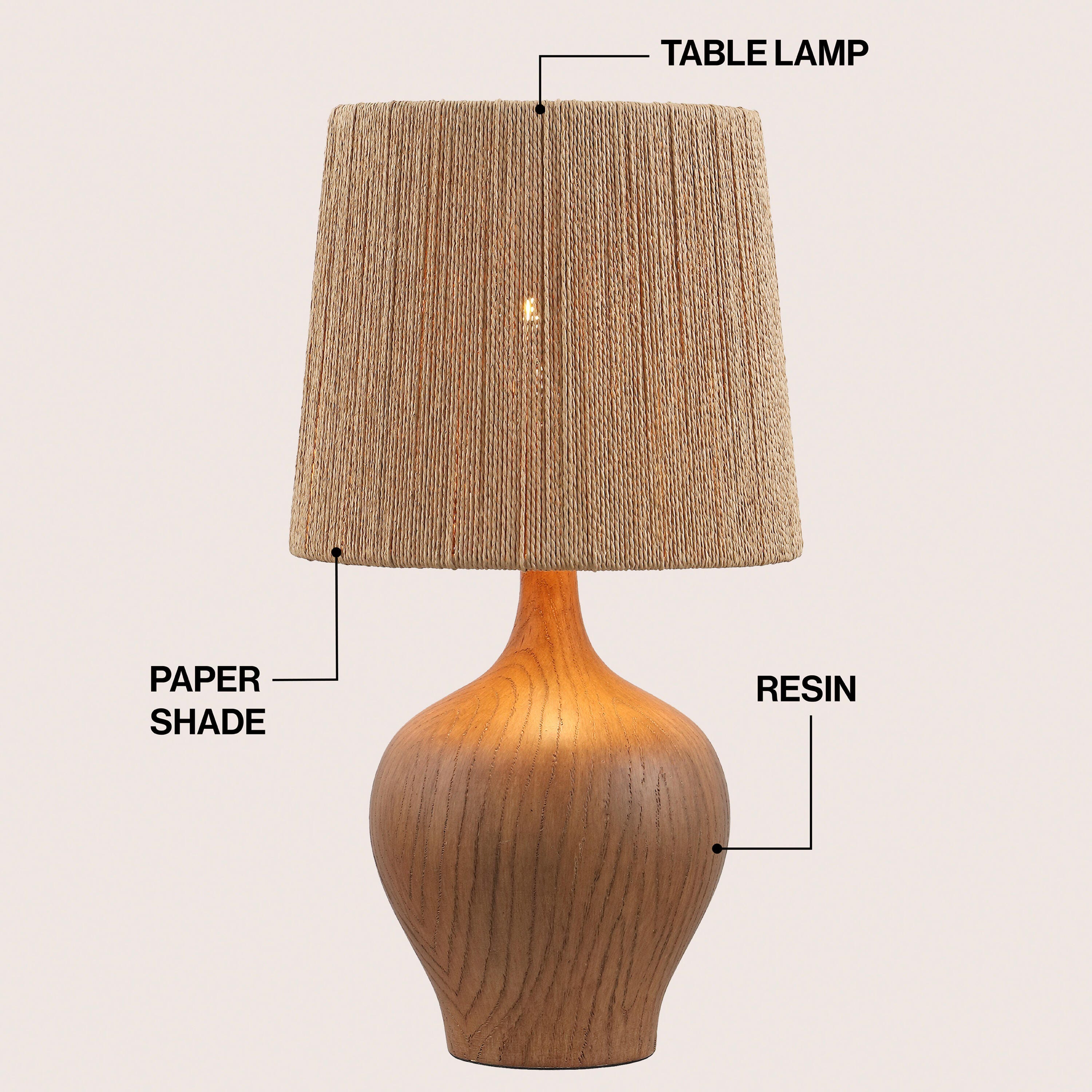 JONATHAN Y Eben Table Lamp, Brown, large