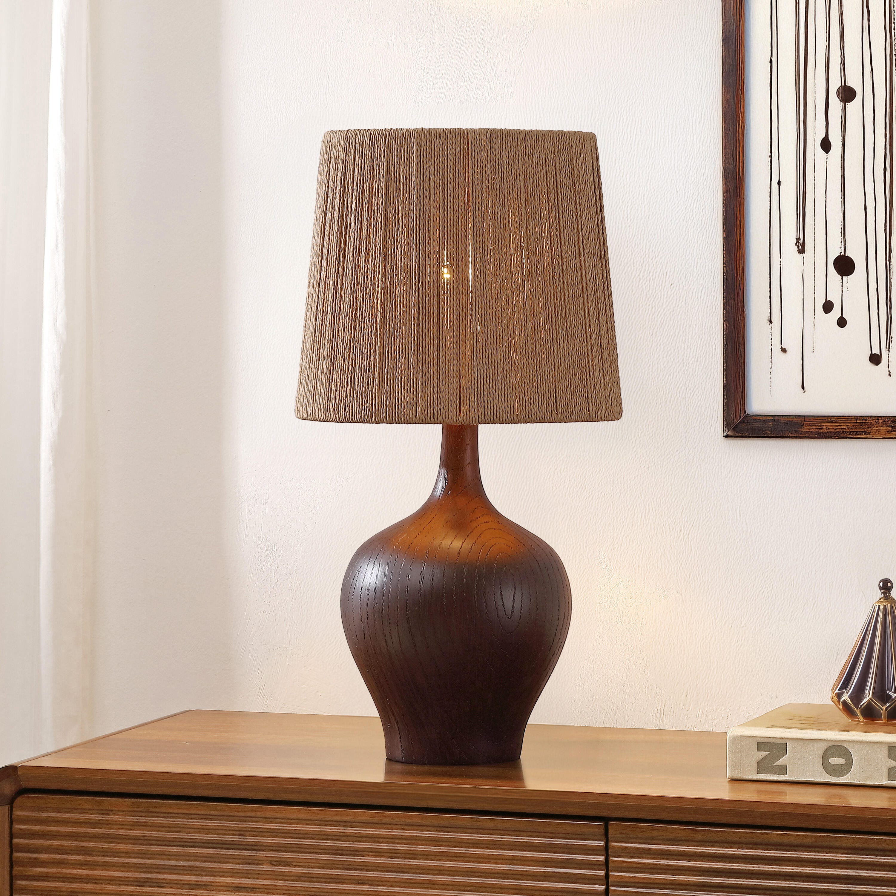 JONATHAN Y Eben Table Lamp, Dark Brown, rollover