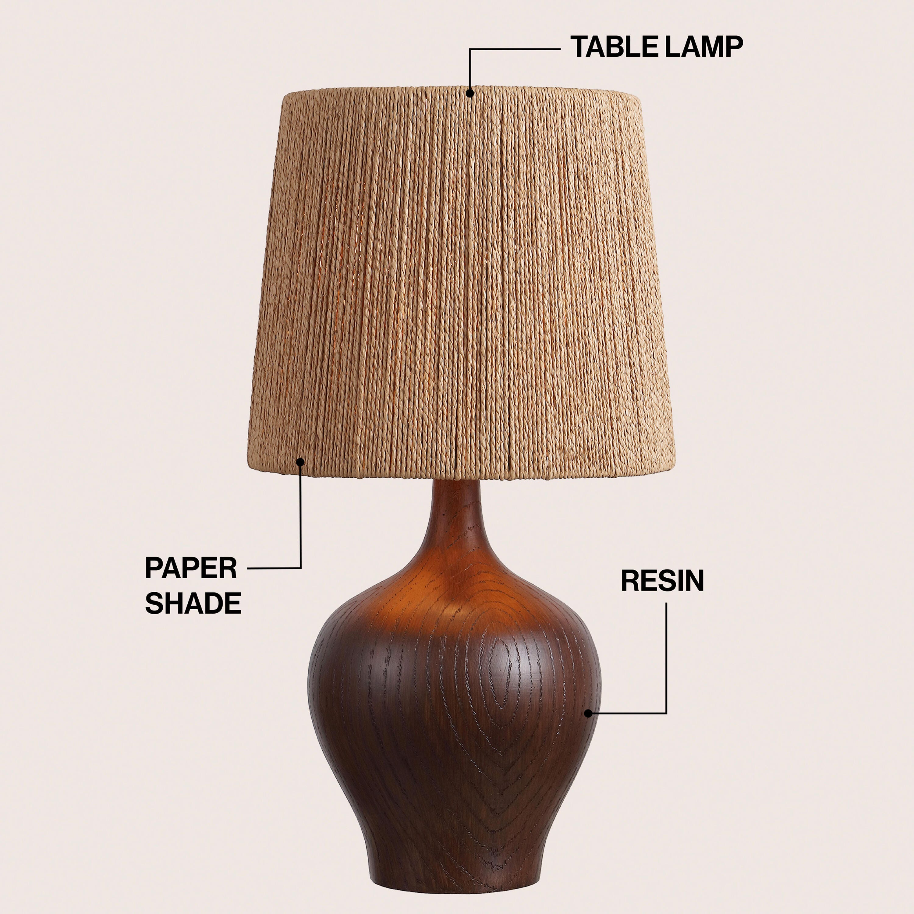 JONATHAN Y Eben Table Lamp, Dark Brown, large