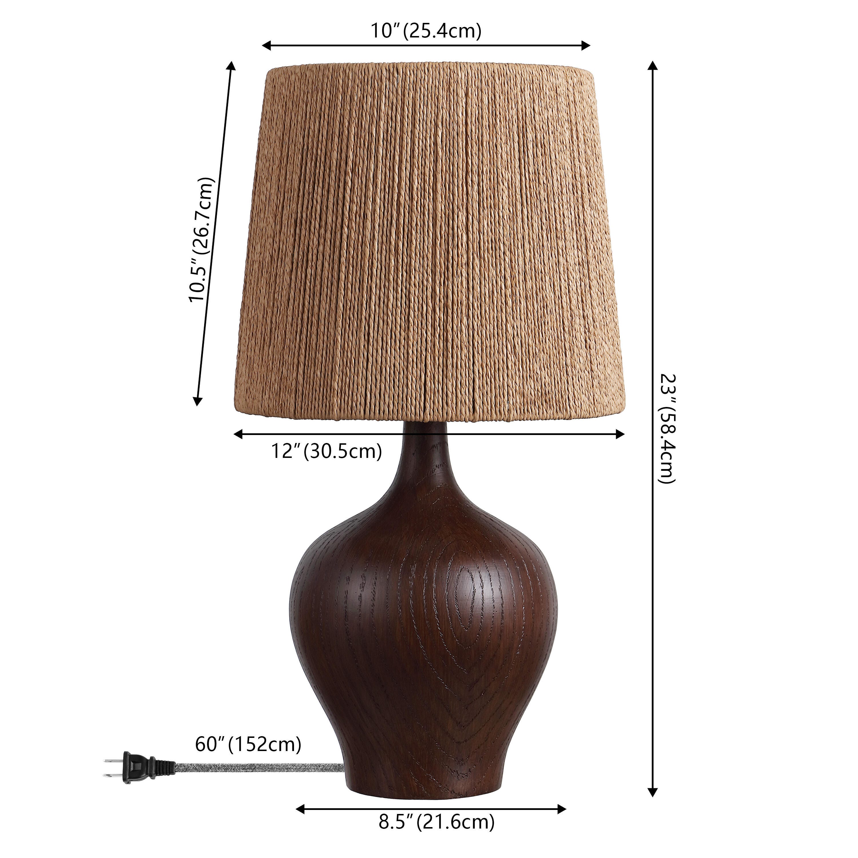 JONATHAN Y Eben Table Lamp, Dark Brown, large