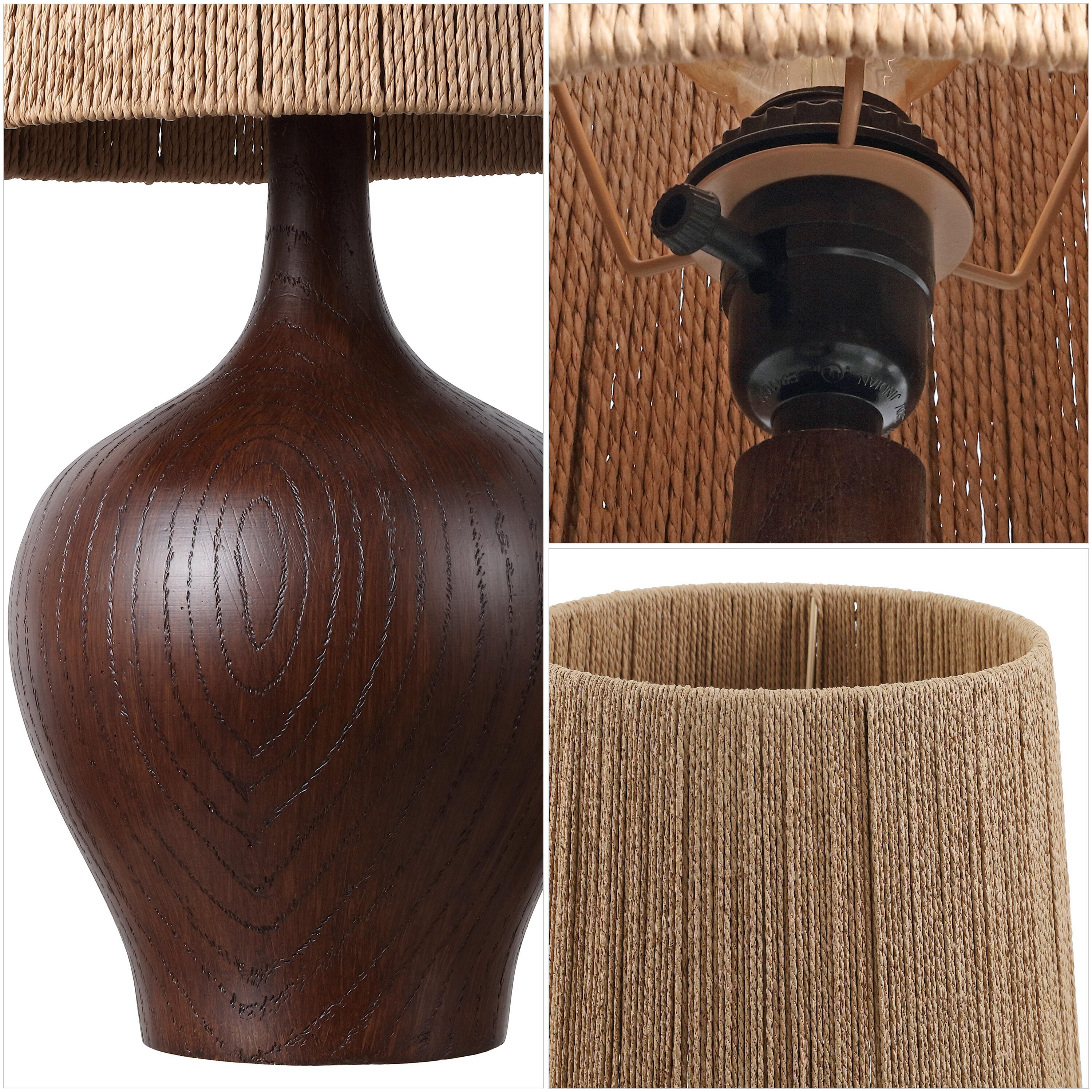 JONATHAN Y Eben Table Lamp, Dark Brown, large