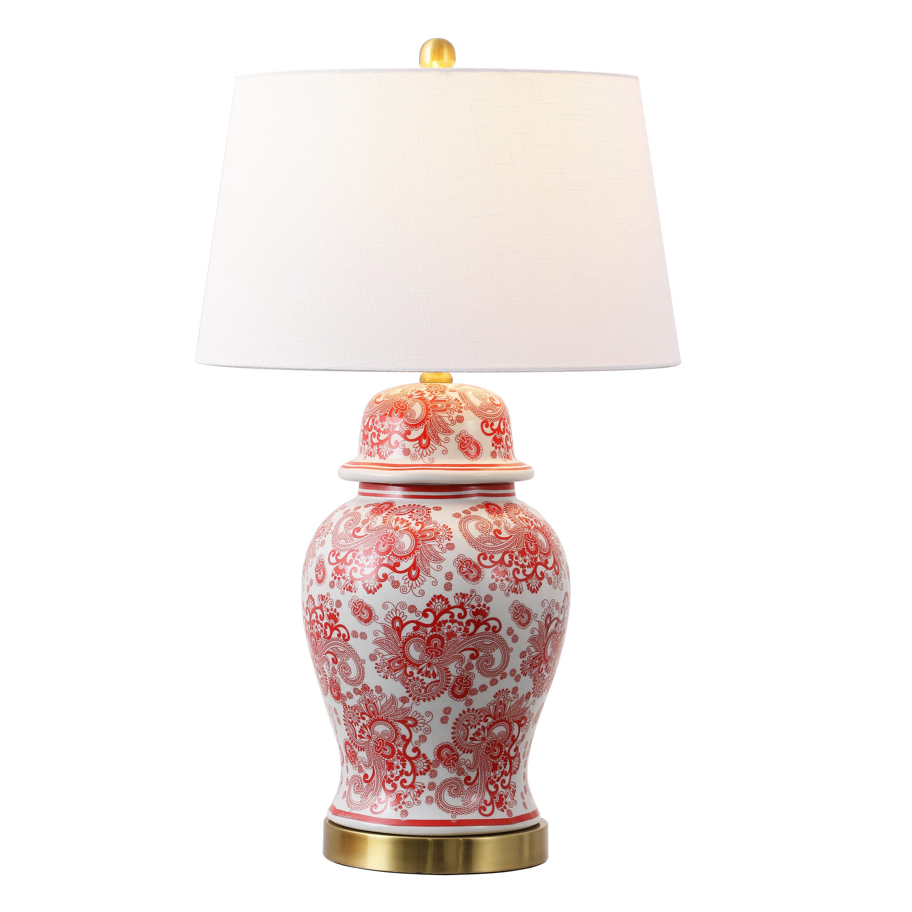 JONATHAN Y Ellis Table Lamp, Red/White, large