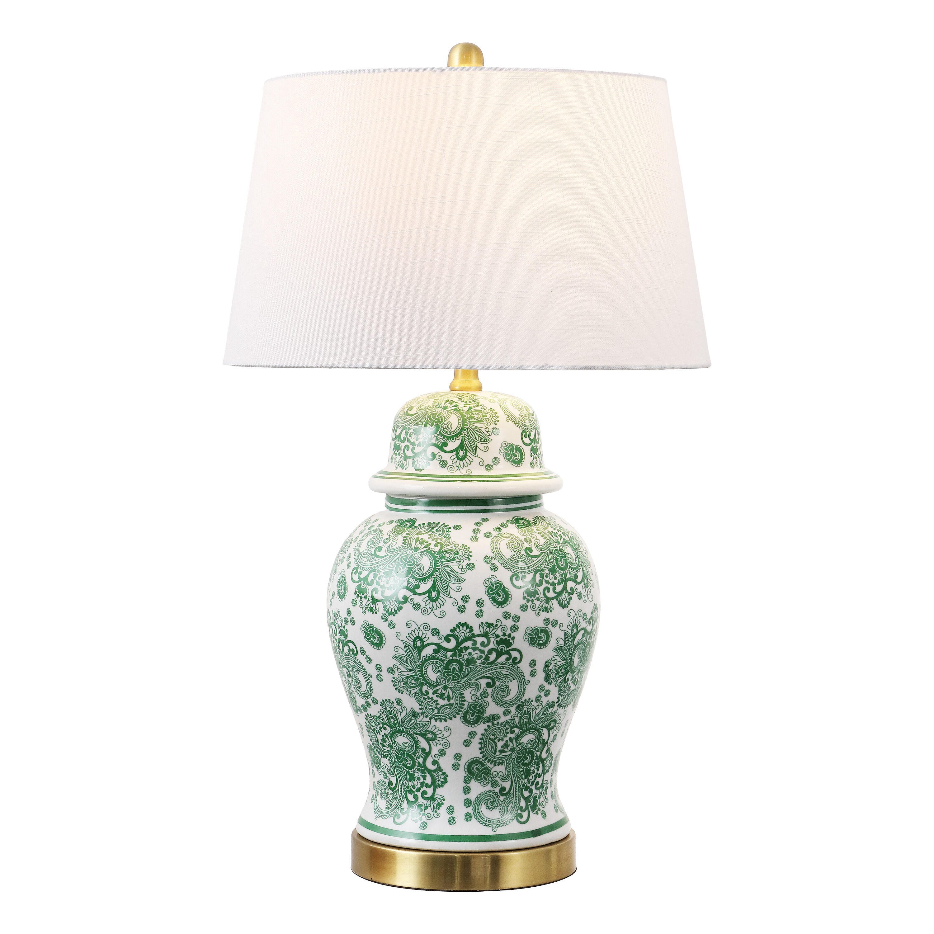 JONATHAN Y Ellis Table Lamp, Green/White, large