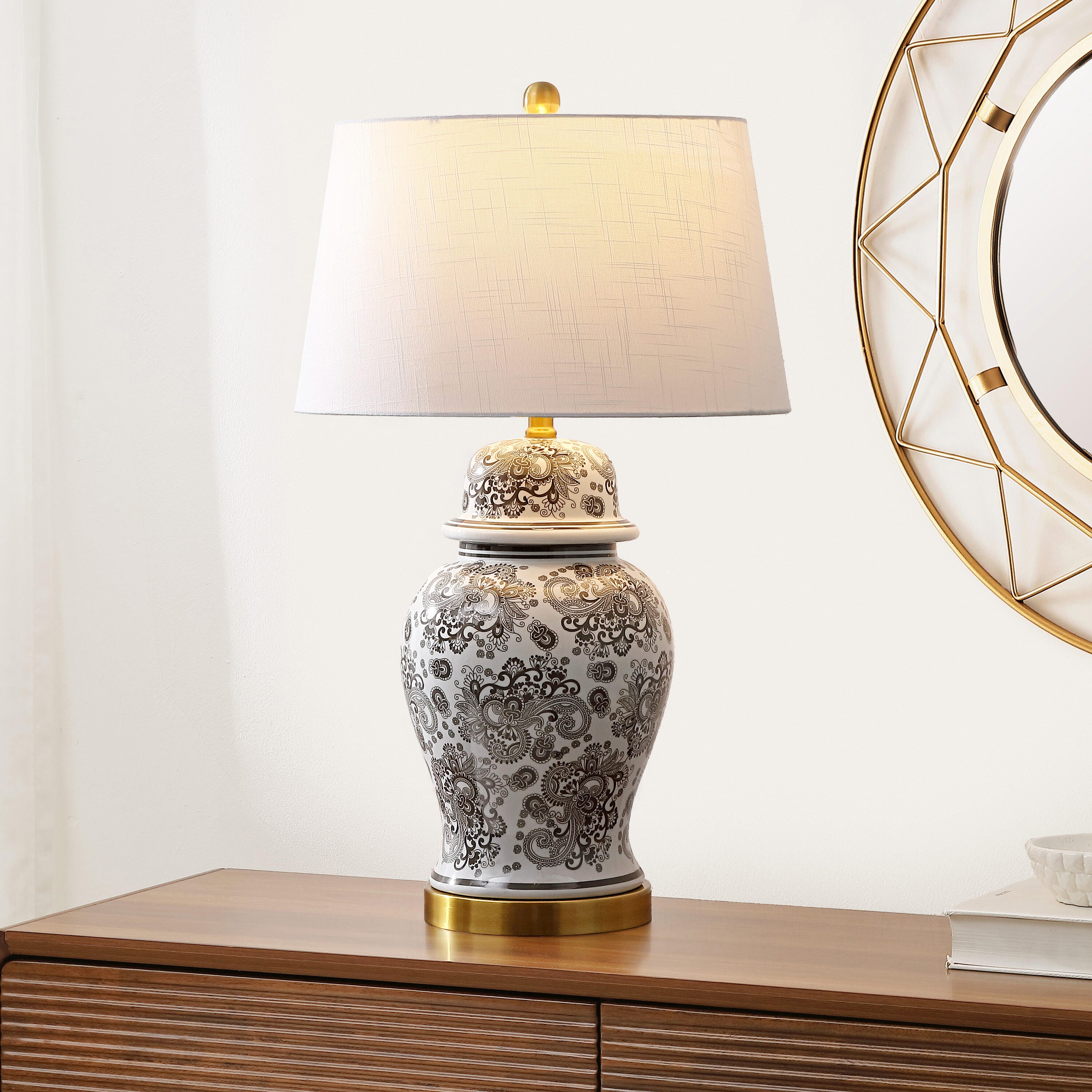 JONATHAN Y Ellis Table Lamp, Gray/White, rollover