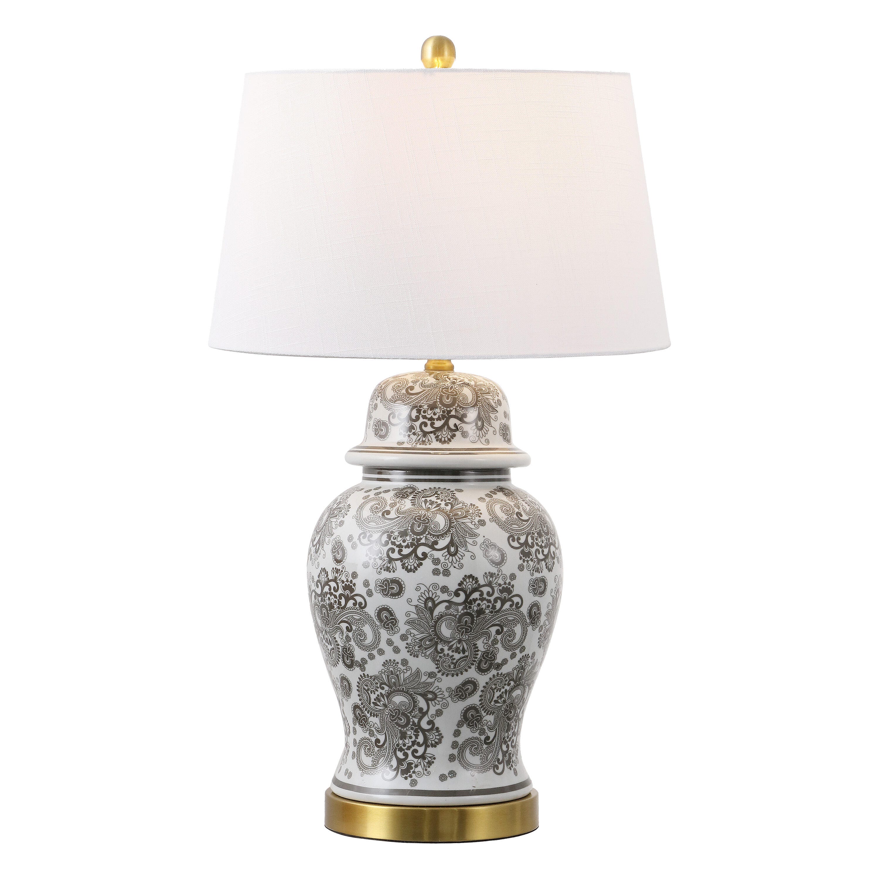 JONATHAN Y Ellis Table Lamp, Gray/White, large