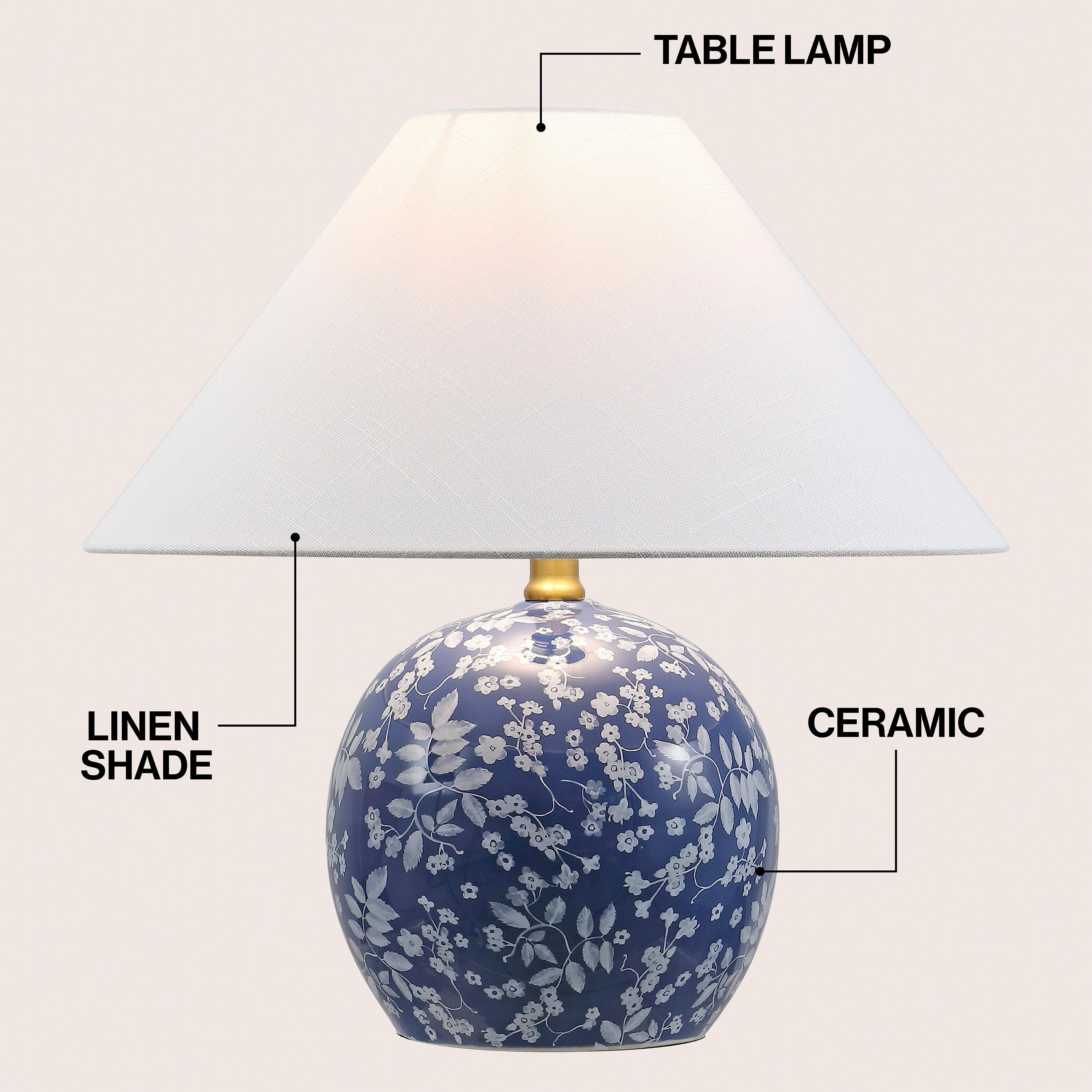 JONATHAN Y Felice Table Lamp, Blue/White, large