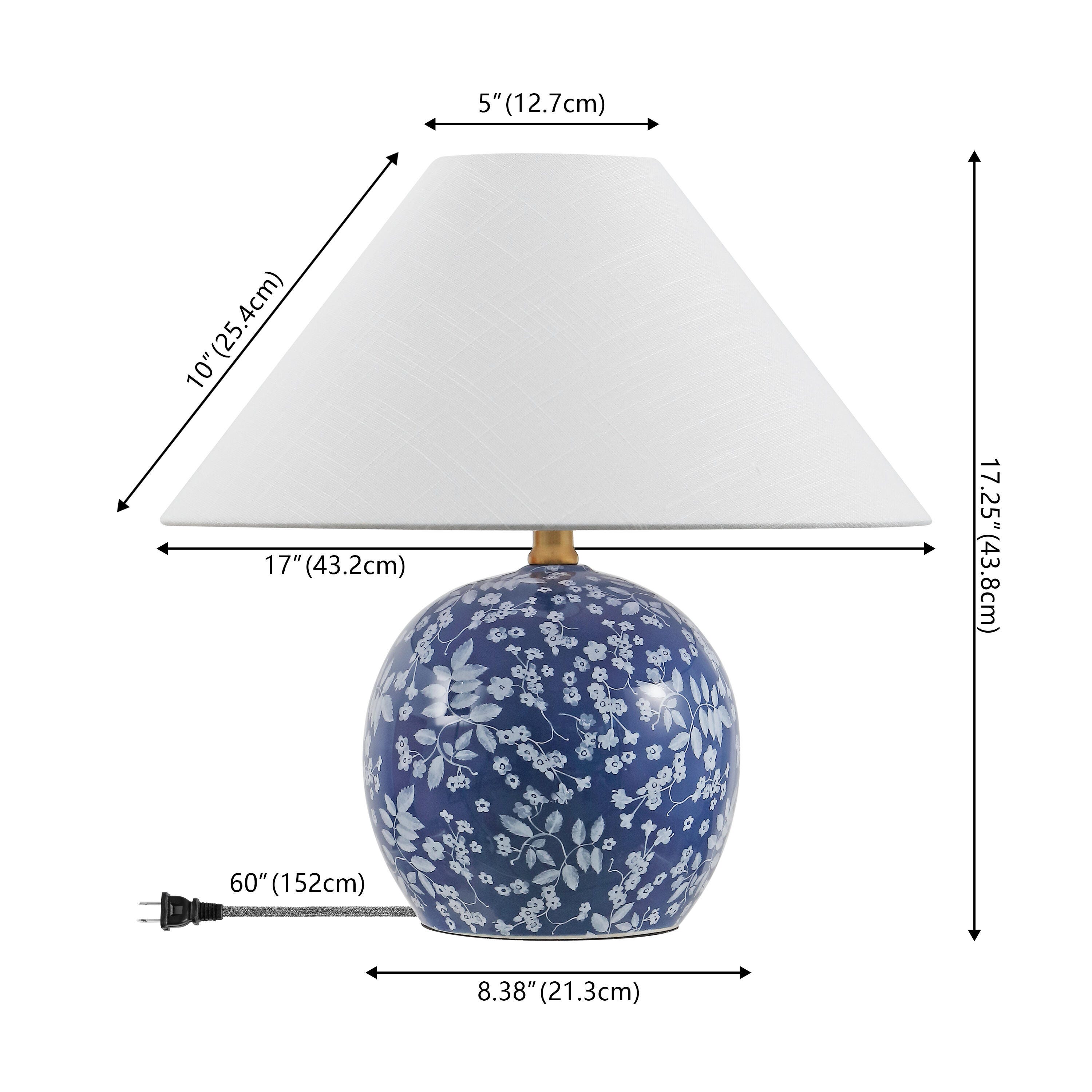 JONATHAN Y Felice Table Lamp, Blue/White, large
