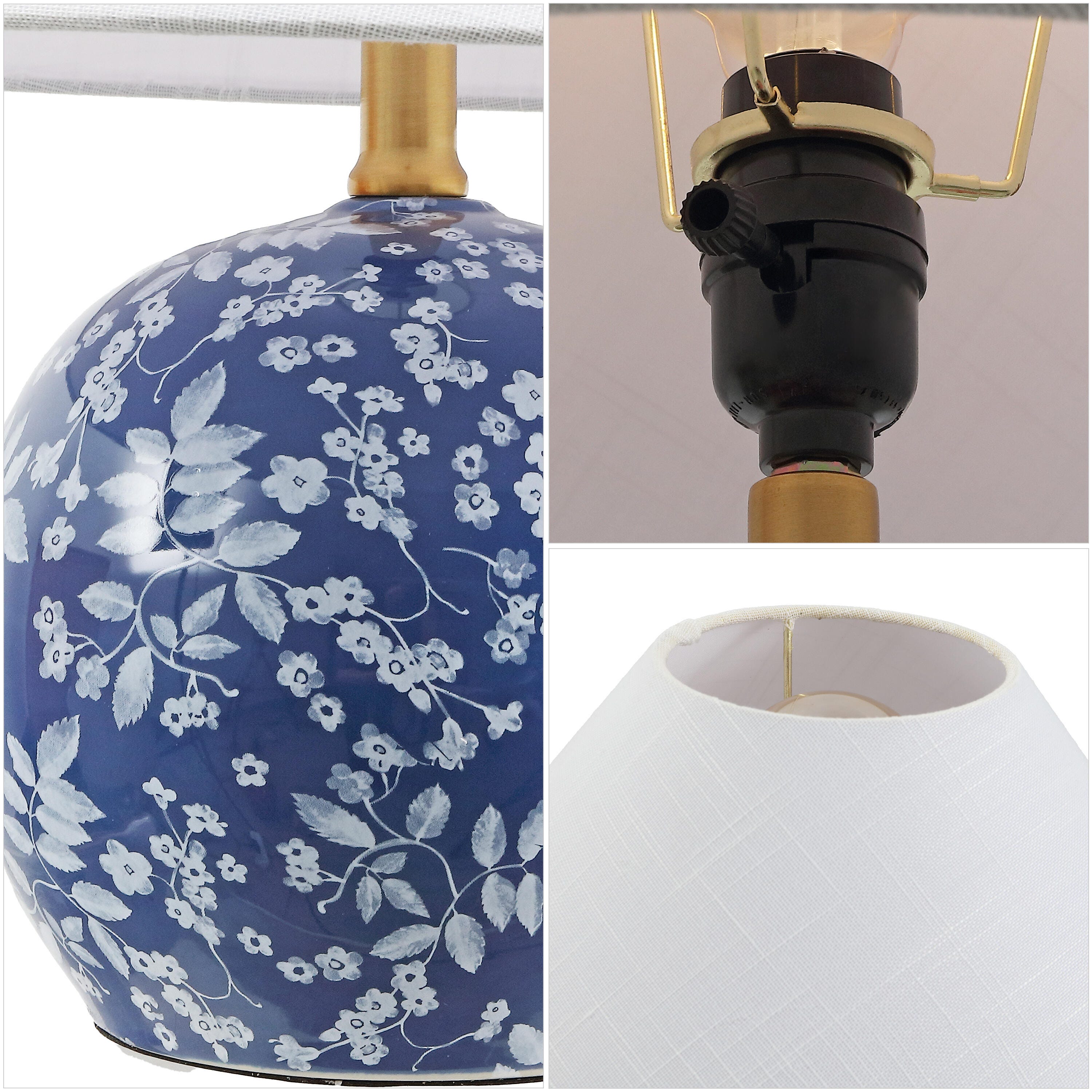 JONATHAN Y Felice Table Lamp, Blue/White, large