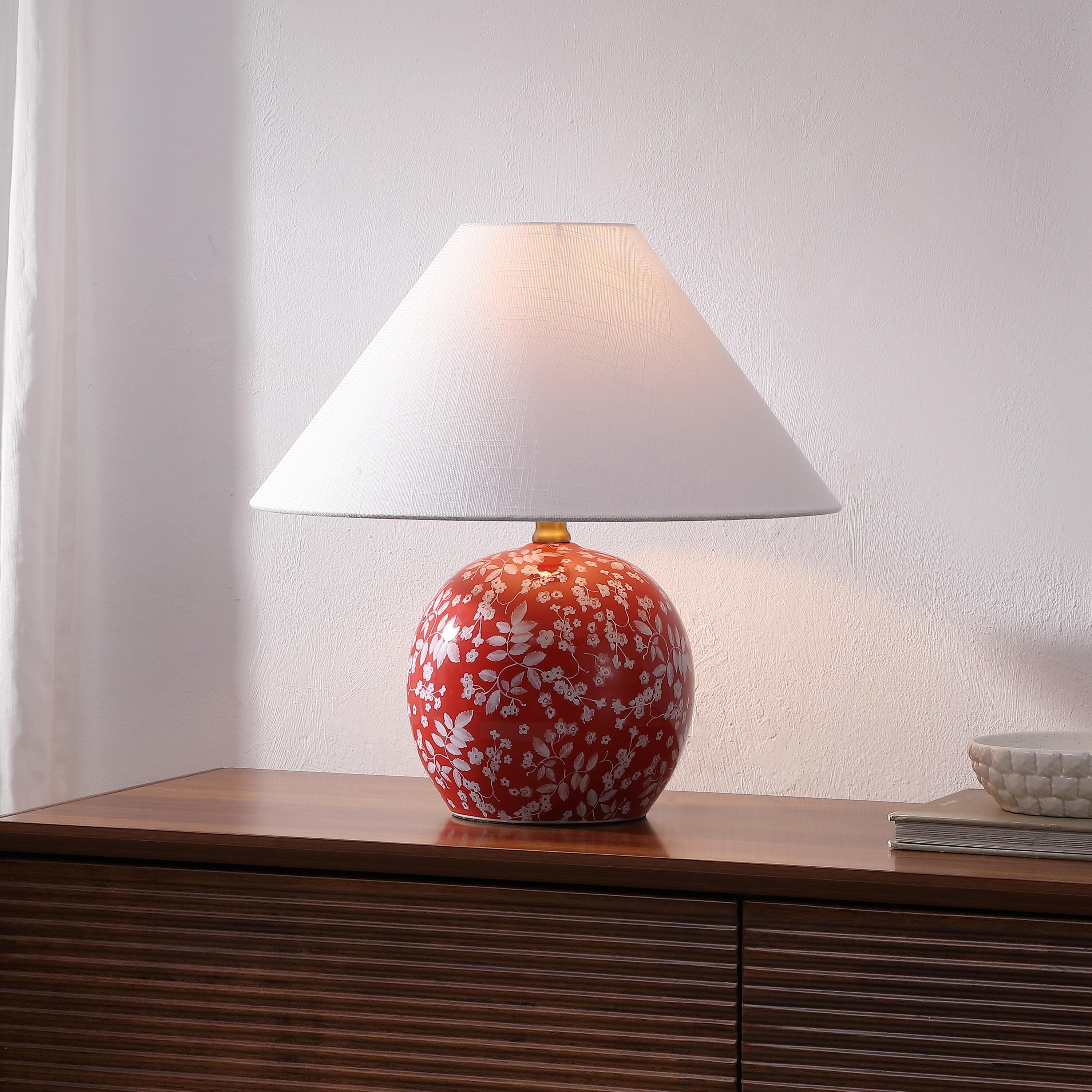 JONATHAN Y Felice Table Lamp, Red/White, rollover
