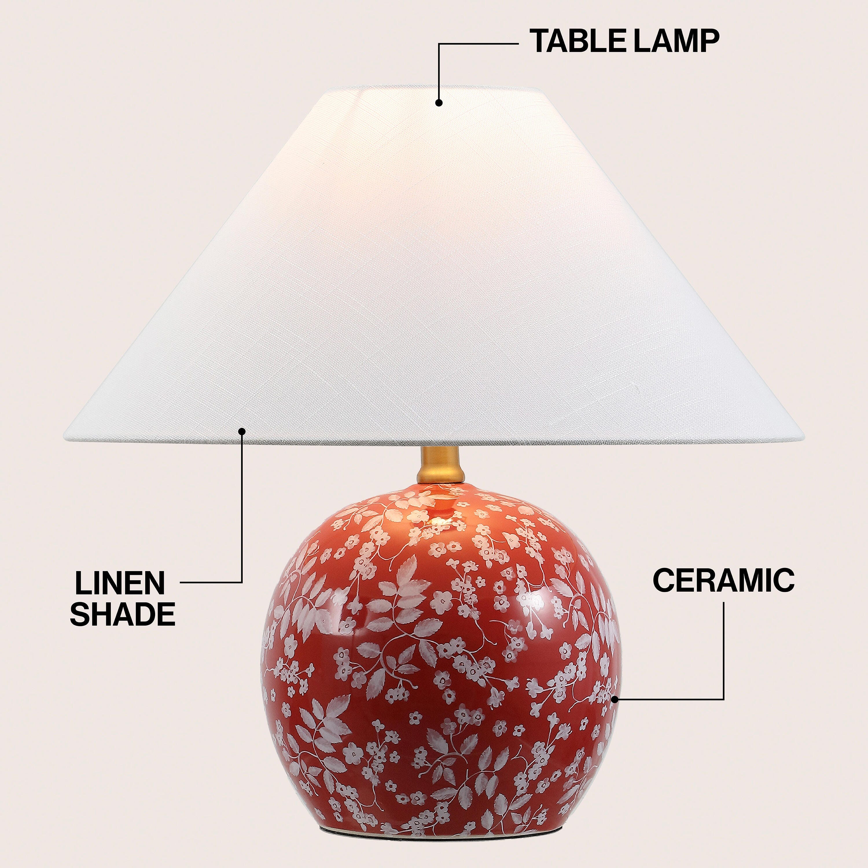 JONATHAN Y Felice Table Lamp, Red/White, large