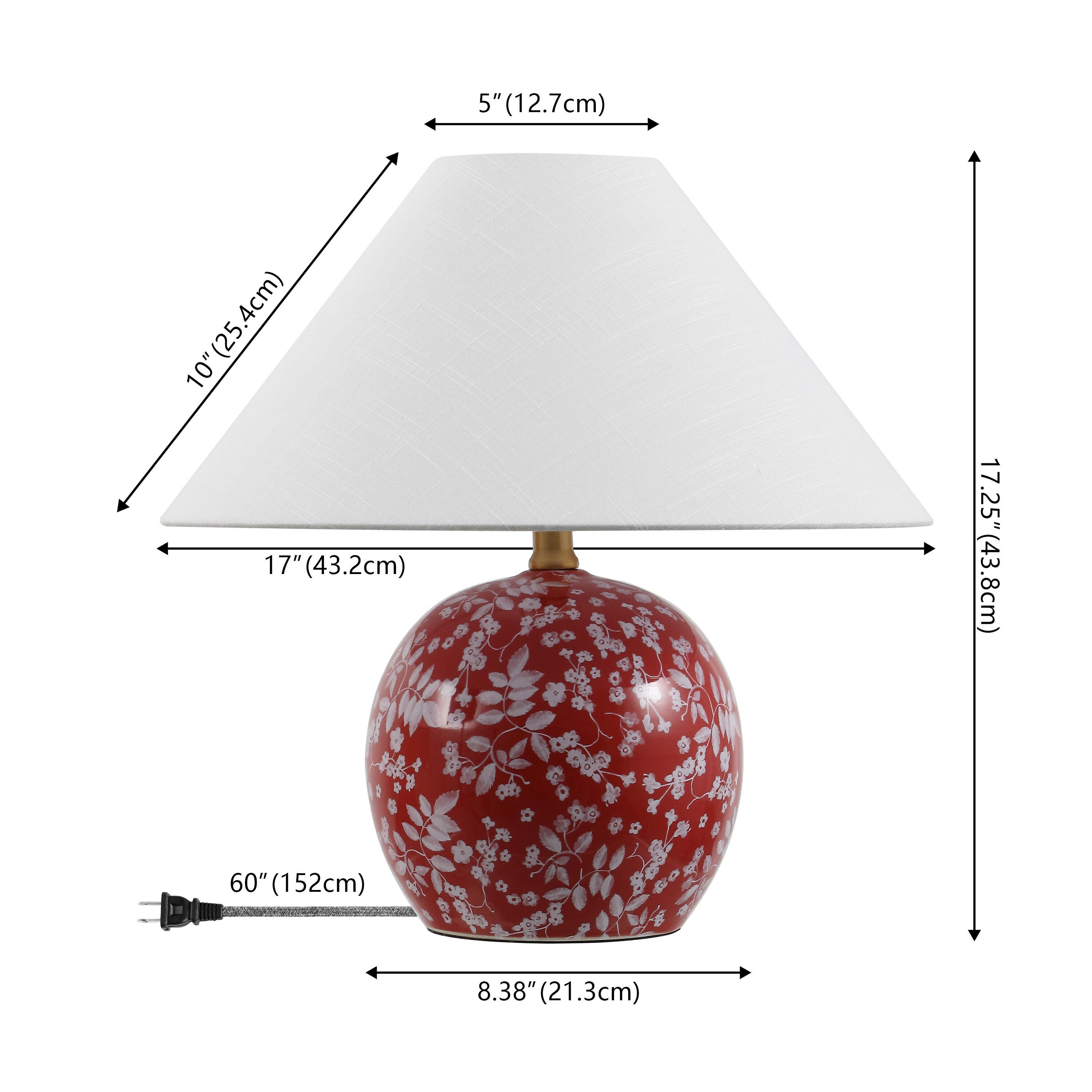 JONATHAN Y Felice Table Lamp, Red/White, large