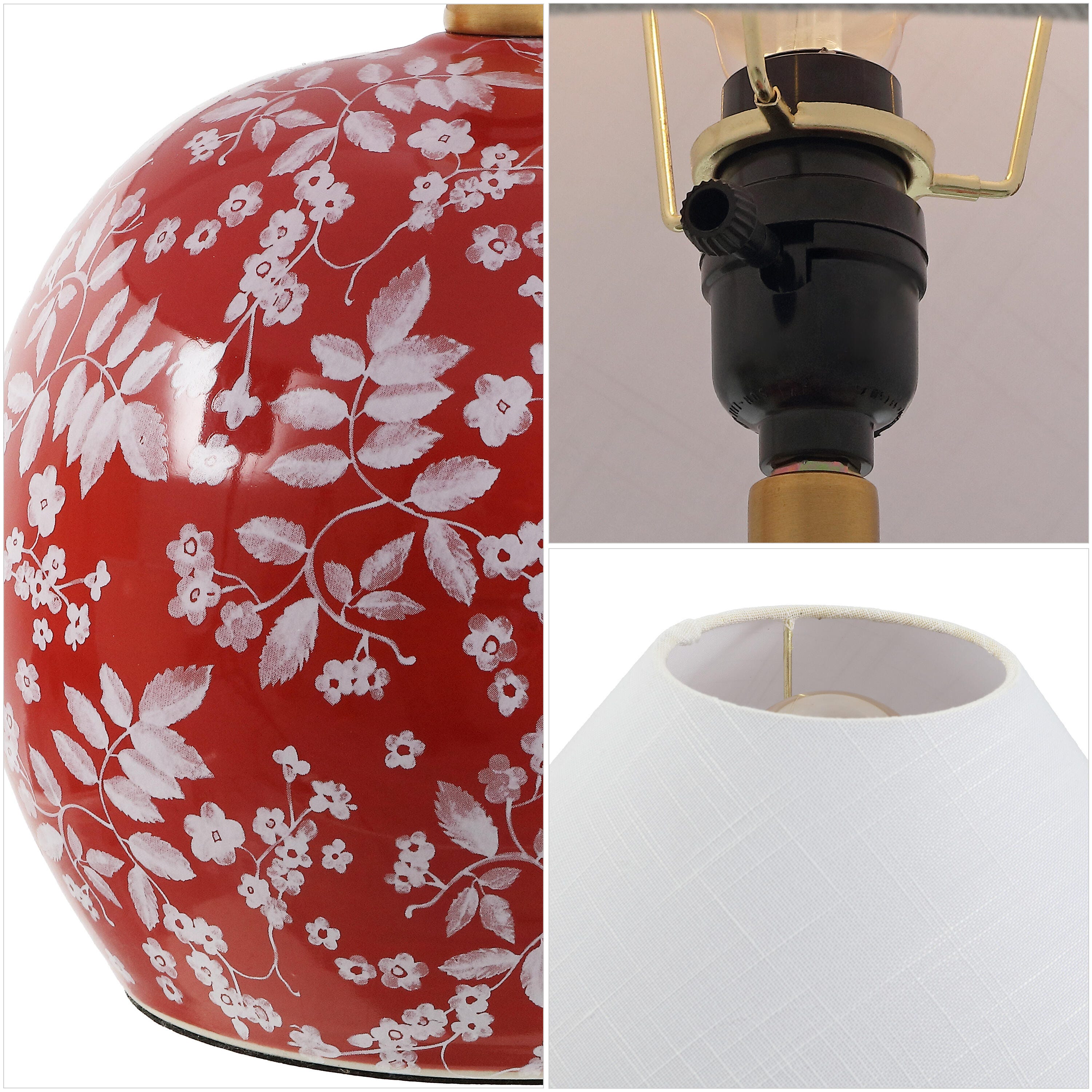 JONATHAN Y Felice Table Lamp, Red/White, large