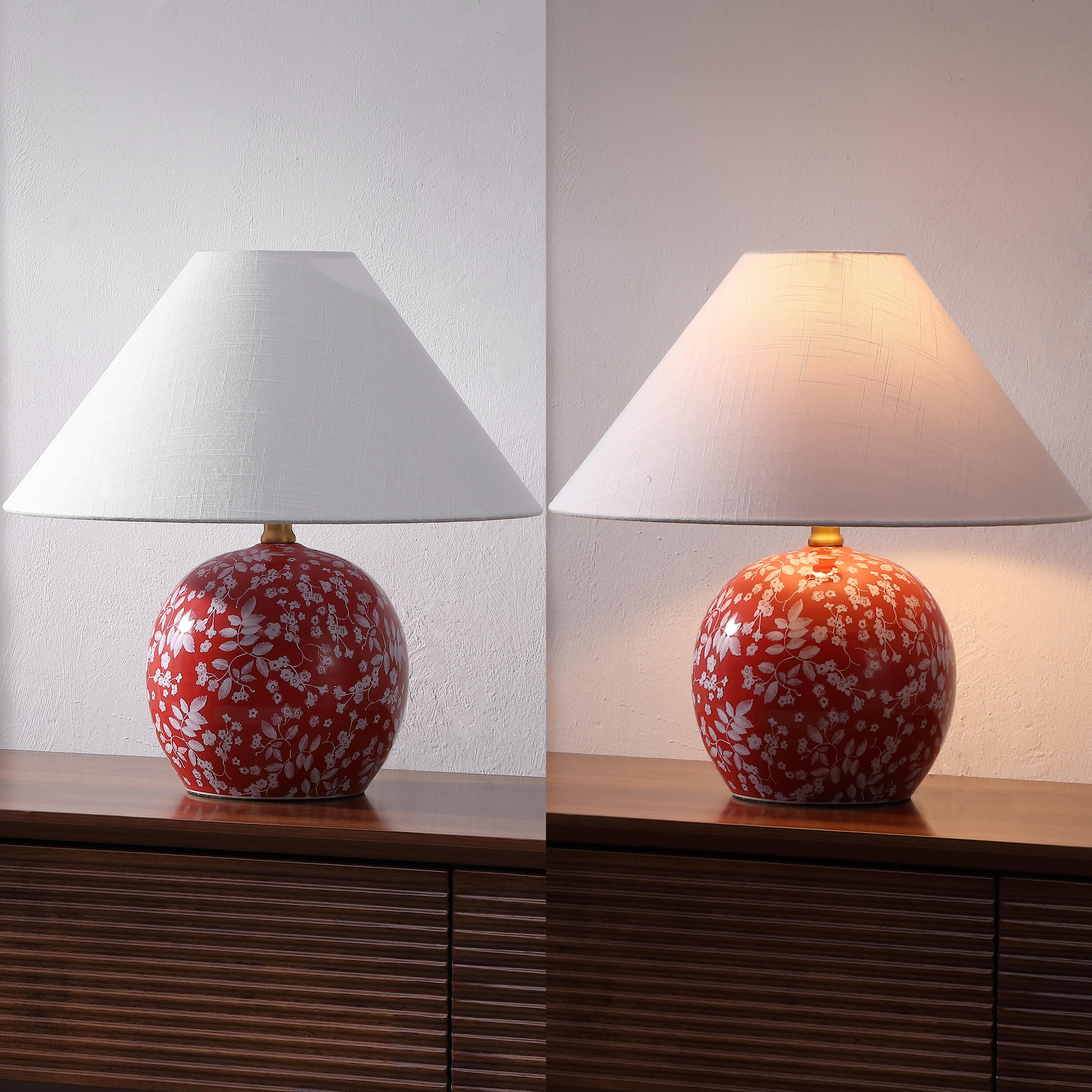 JONATHAN Y Felice Table Lamp, Red/White, large