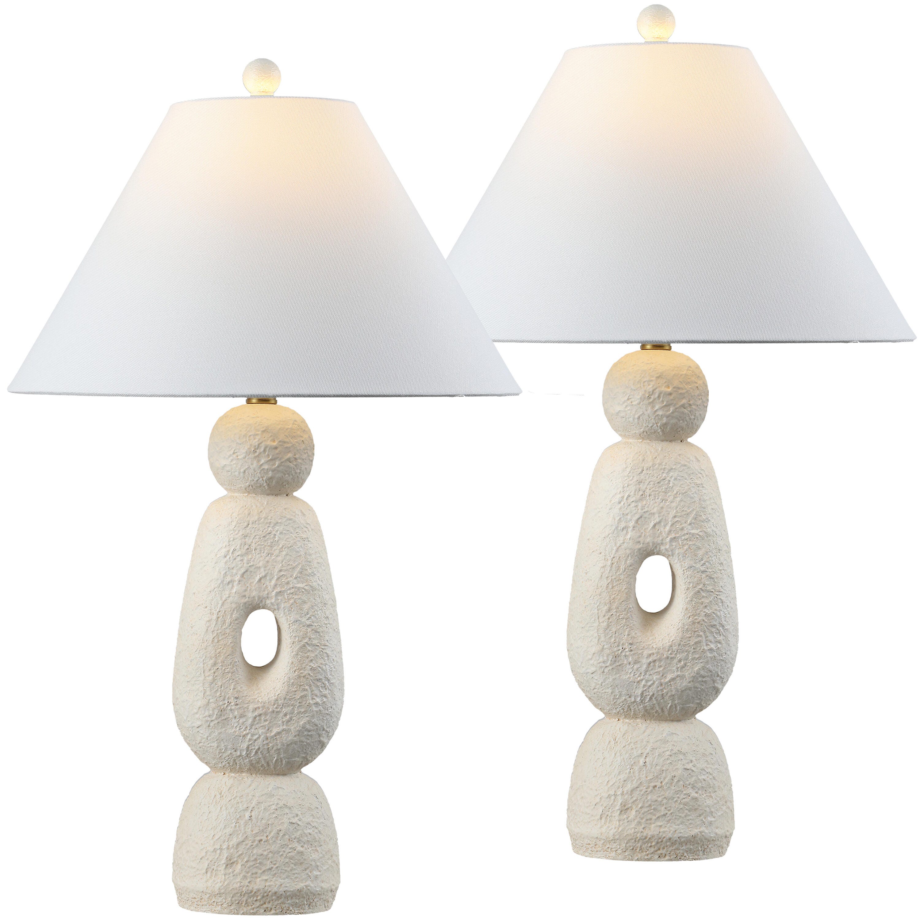 JONATHAN Y Henge Table Lamp (Set of 2), Antique White, large