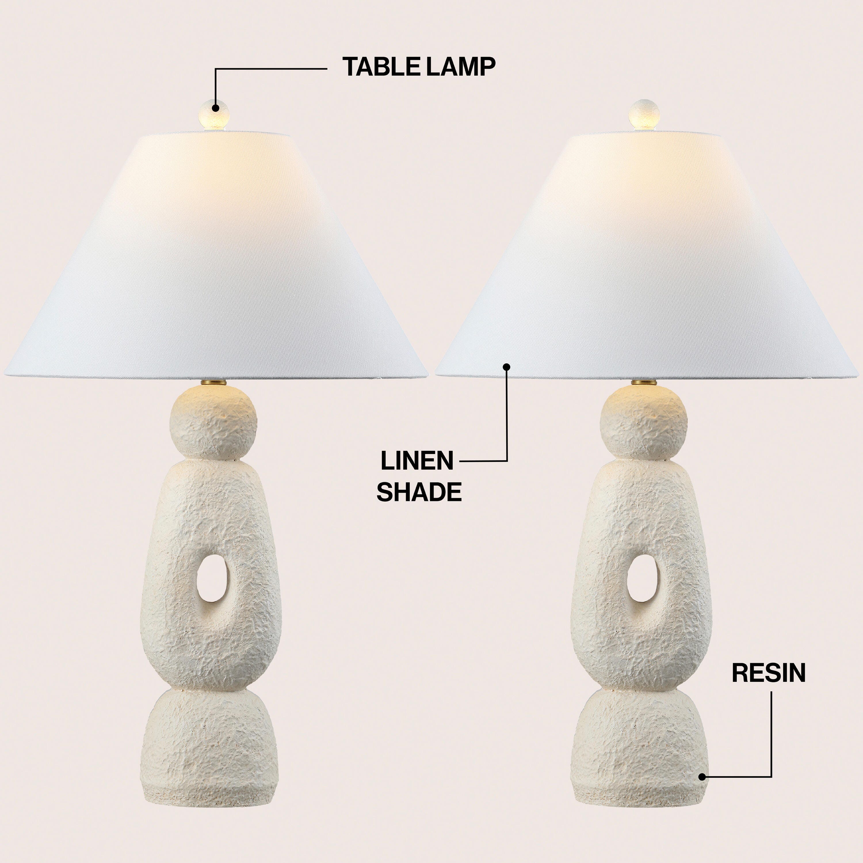 JONATHAN Y Henge Table Lamp (Set of 2), Antique White, large