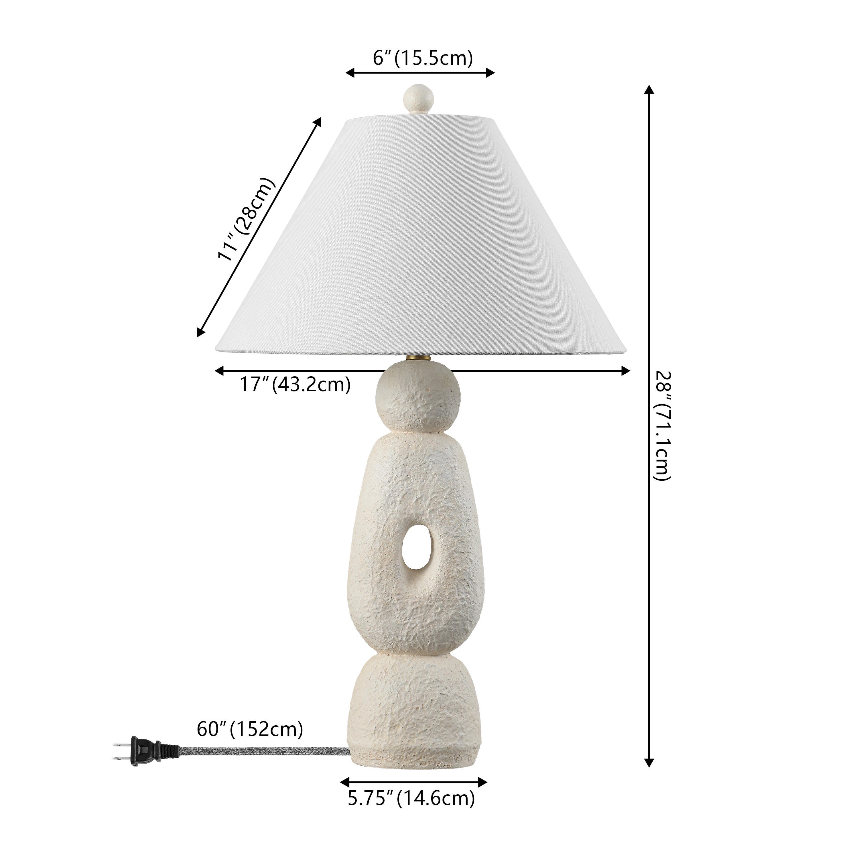 JONATHAN Y Henge Table Lamp (Set of 2), Antique White, large