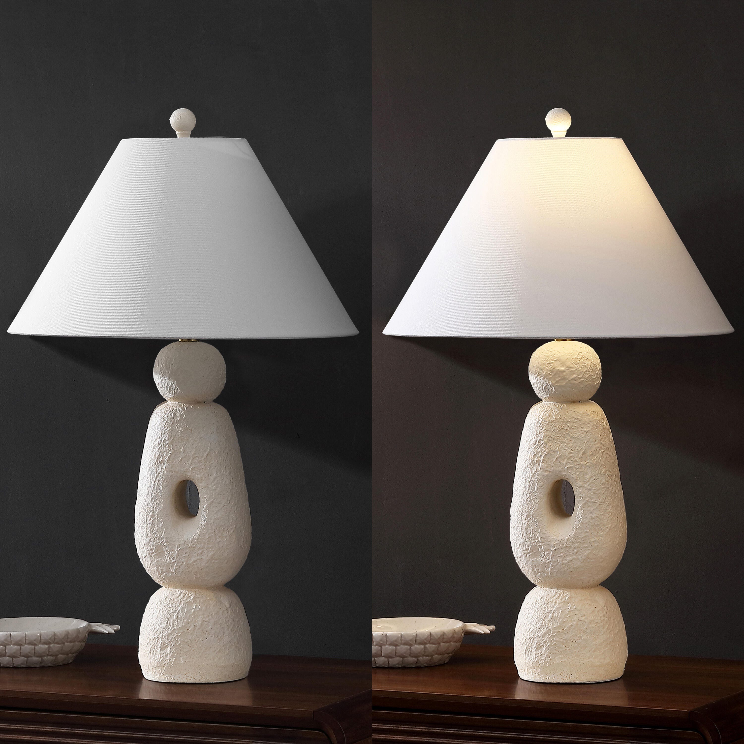 JONATHAN Y Henge Table Lamp (Set of 2), Antique White, large