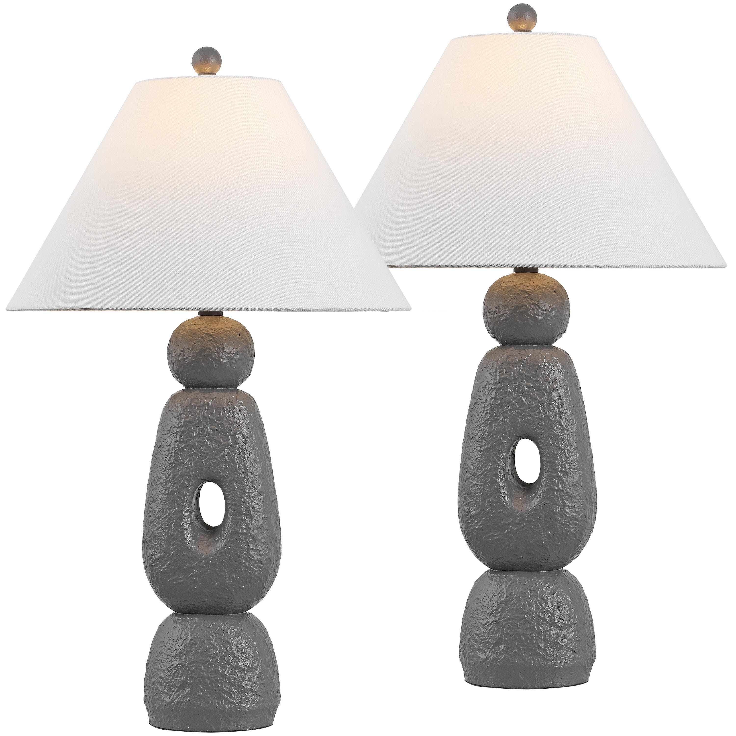JONATHAN Y Henge Table Lamp (Set of 2), Gray, large