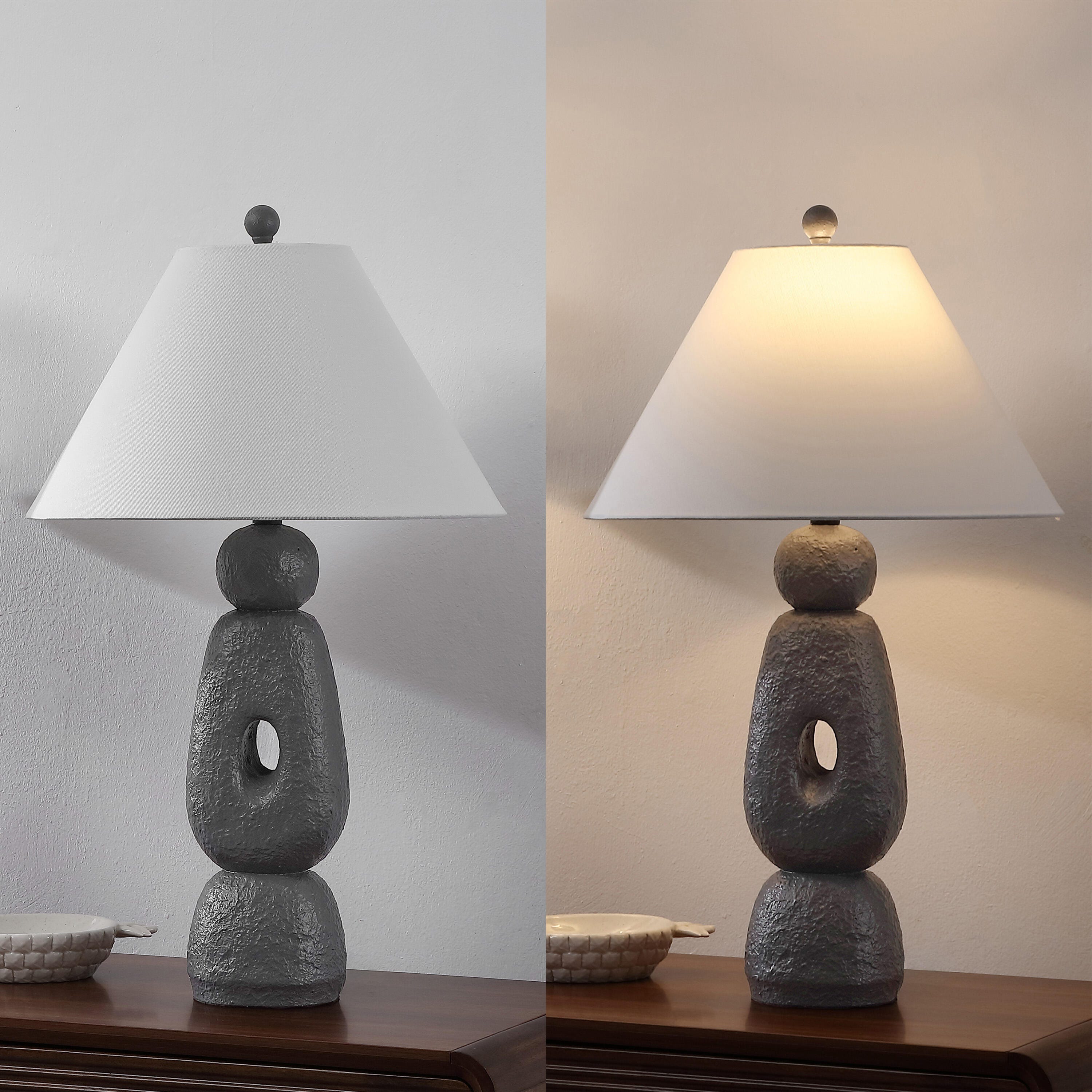 JONATHAN Y Henge Table Lamp (Set of 2), Gray, large