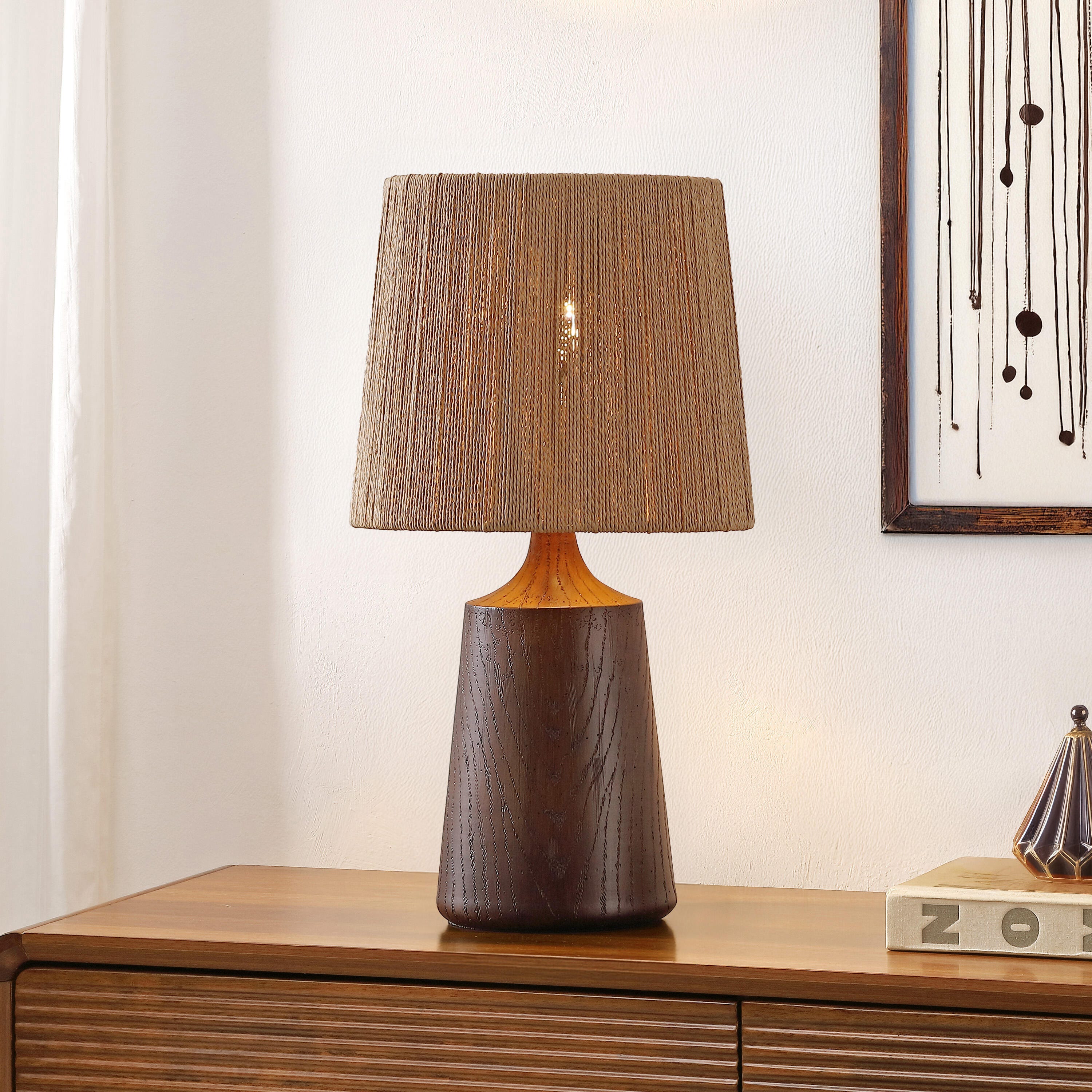JONATHAN Y Highland Table Lamp, Dark Brown, rollover