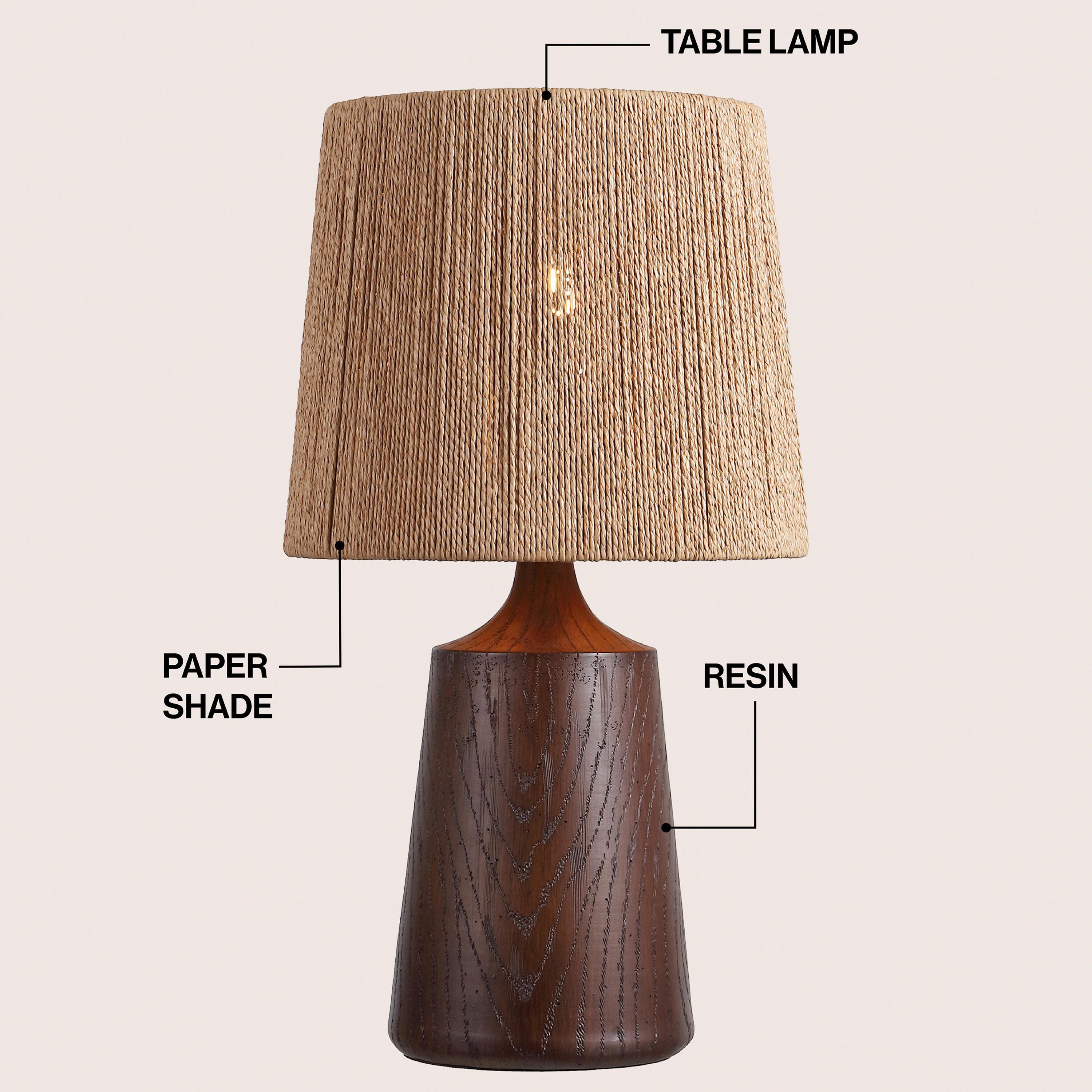 JONATHAN Y Highland Table Lamp, Dark Brown, large