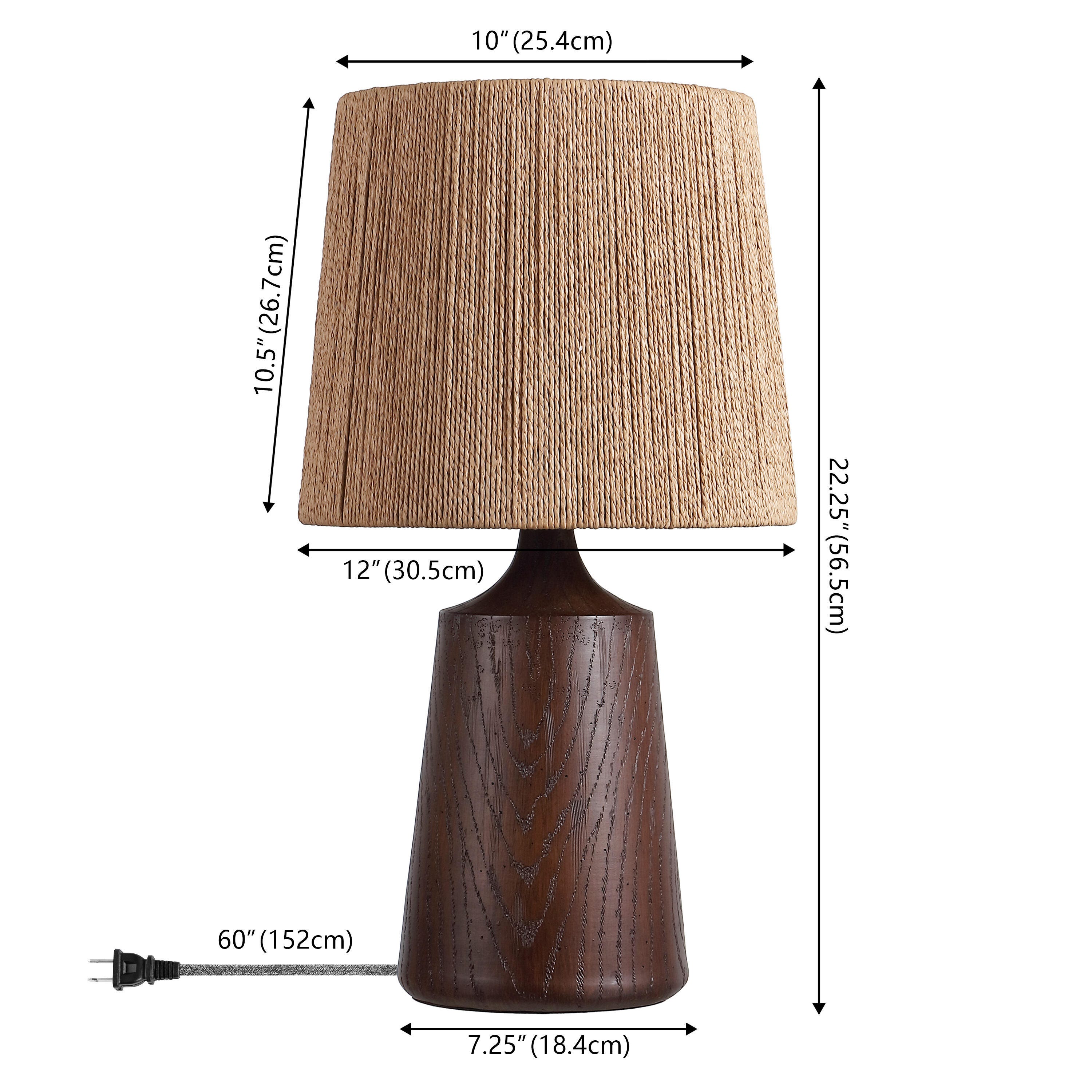 JONATHAN Y Highland Table Lamp, Dark Brown, large