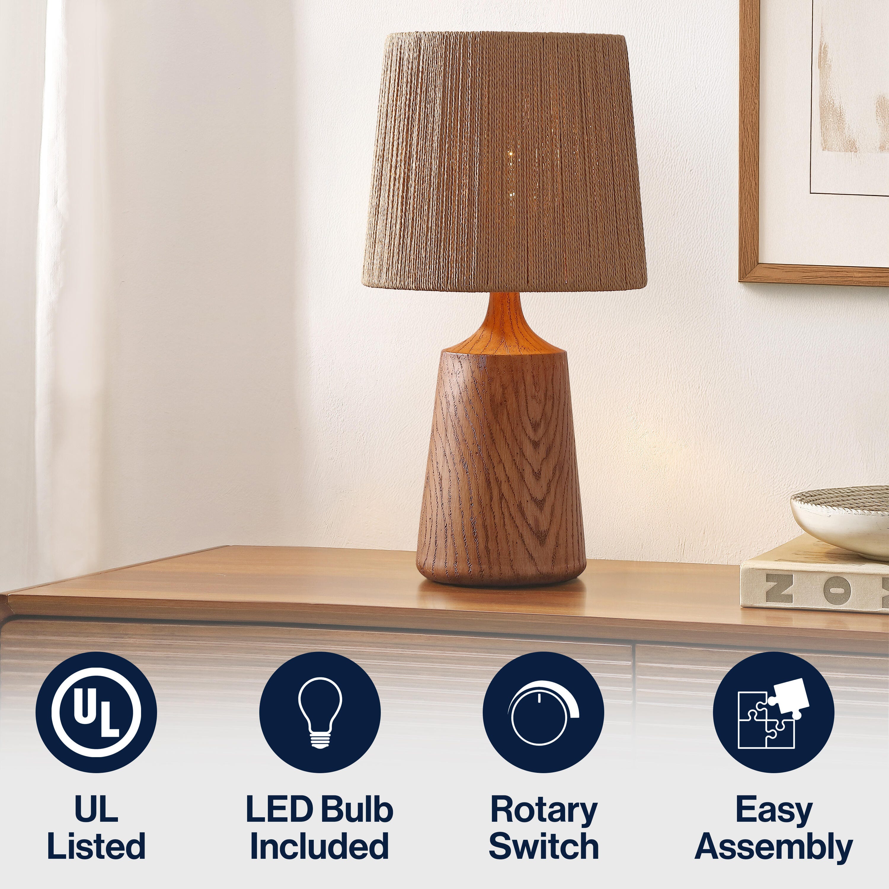 JONATHAN Y Highland Table Lamp, Brown, large