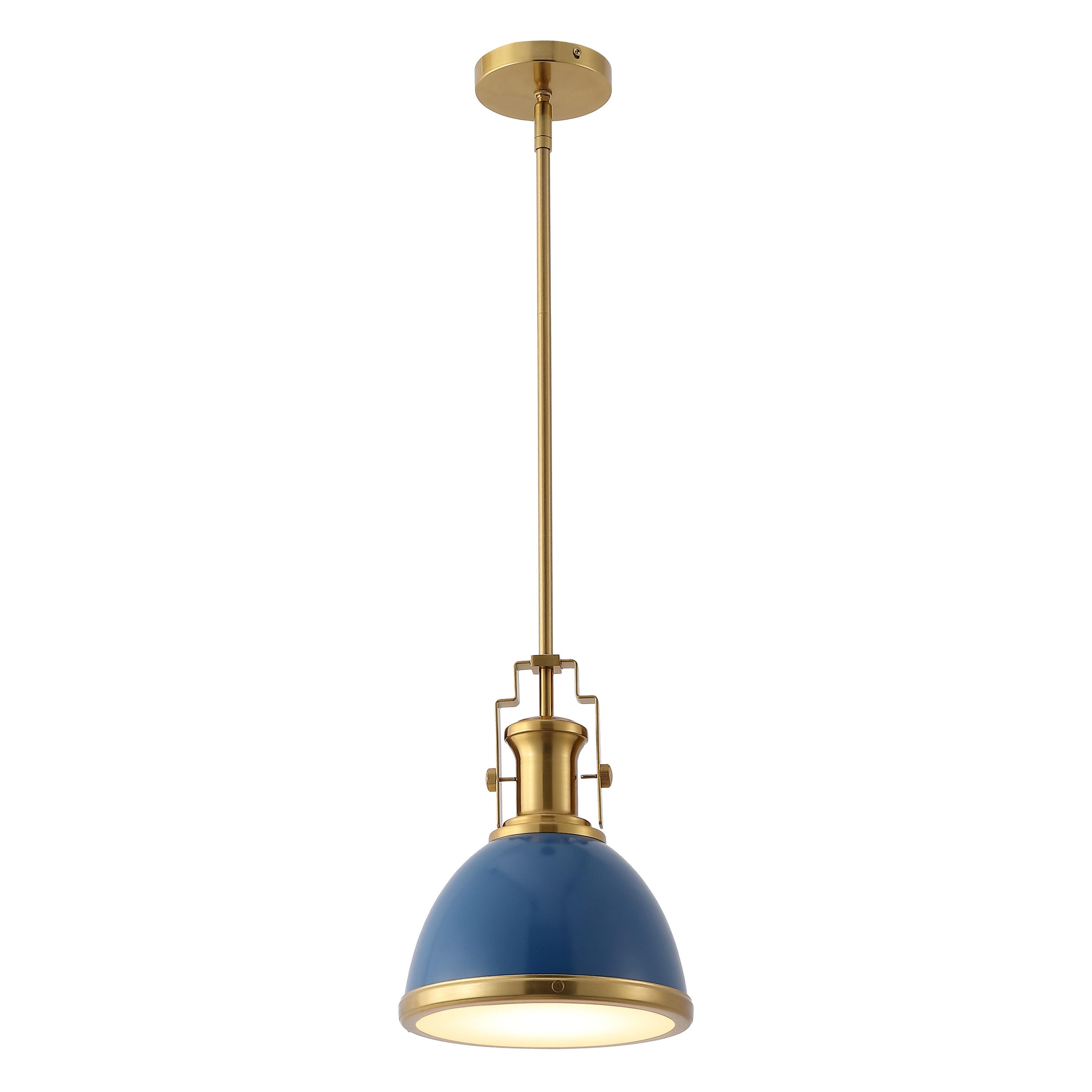 JONATHAN Y Homer Pendant Light, Brass Gold/Navy, large