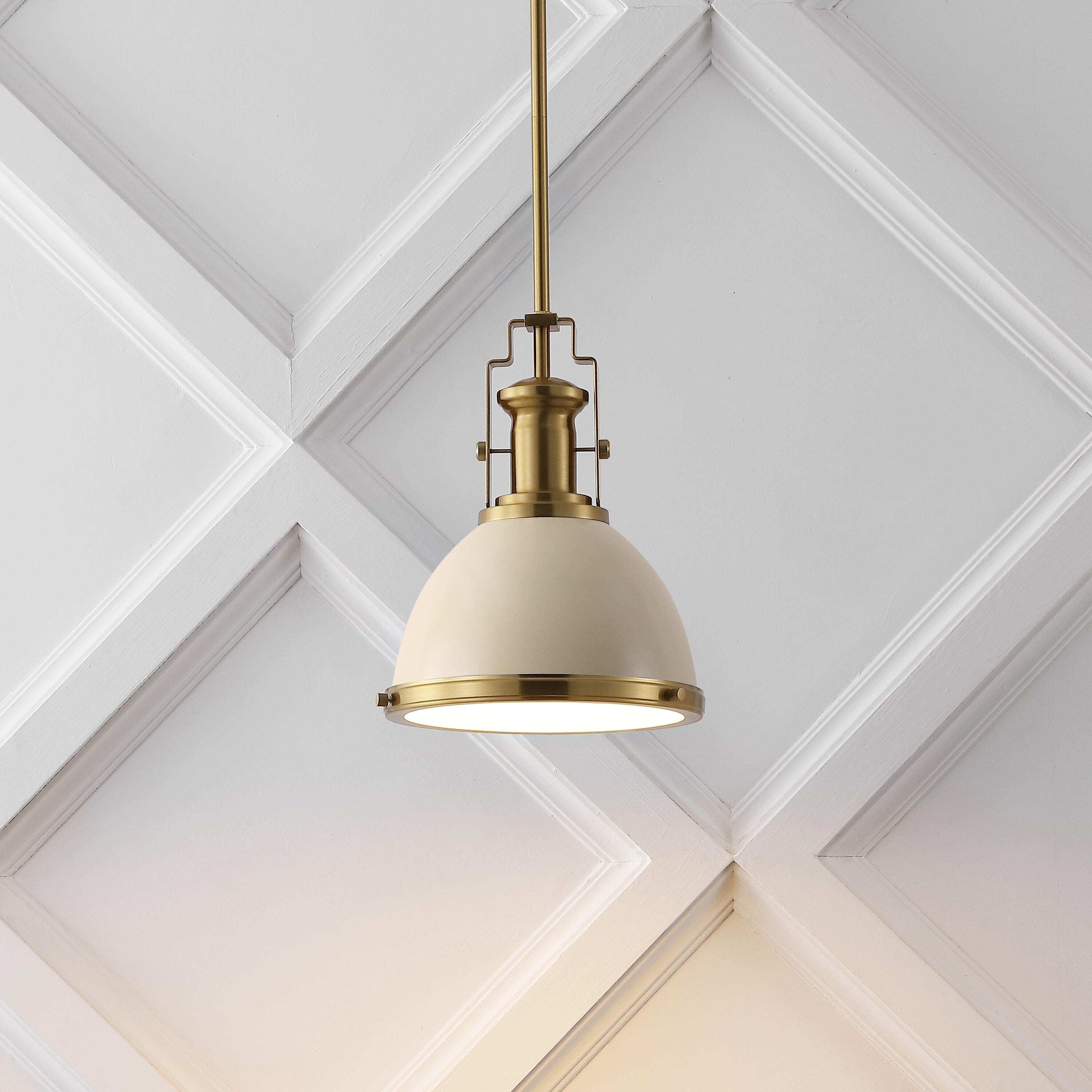 JONATHAN Y Homer Pendant Light, Brass Gold/Almond, rollover