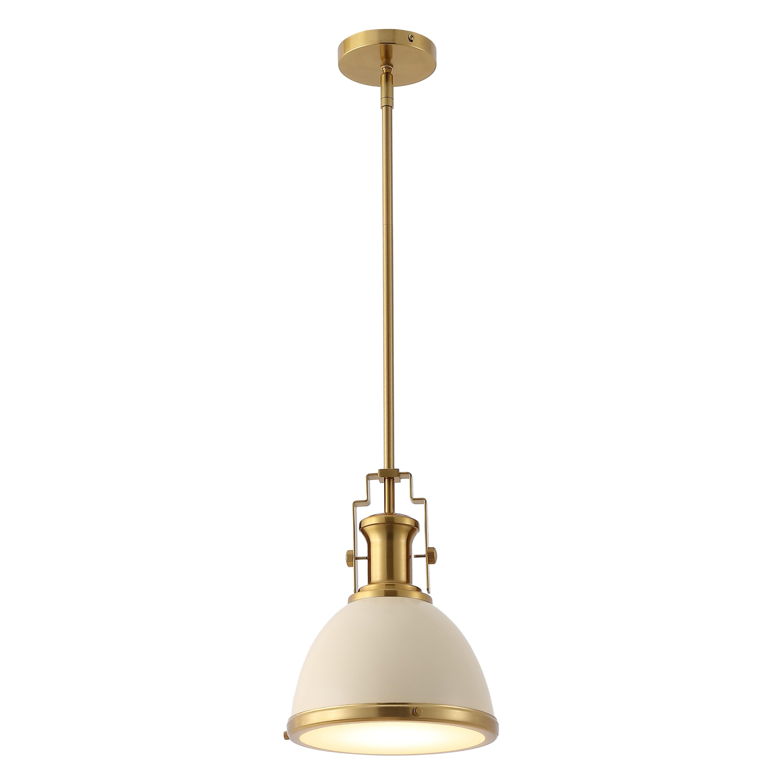 JONATHAN Y Homer Pendant Light, Brass Gold/Almond, large