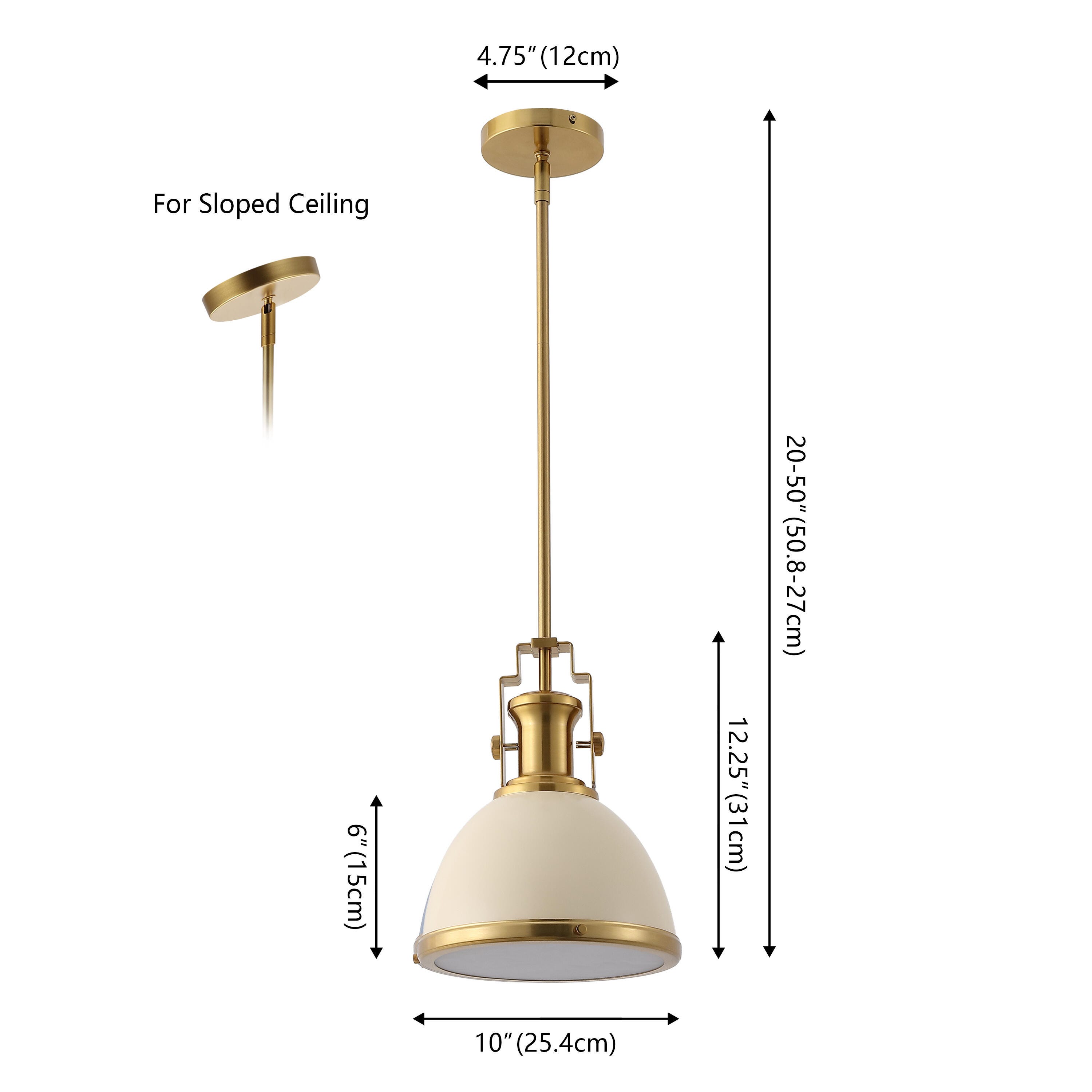 JONATHAN Y Homer Pendant Light, Brass Gold/Almond, large