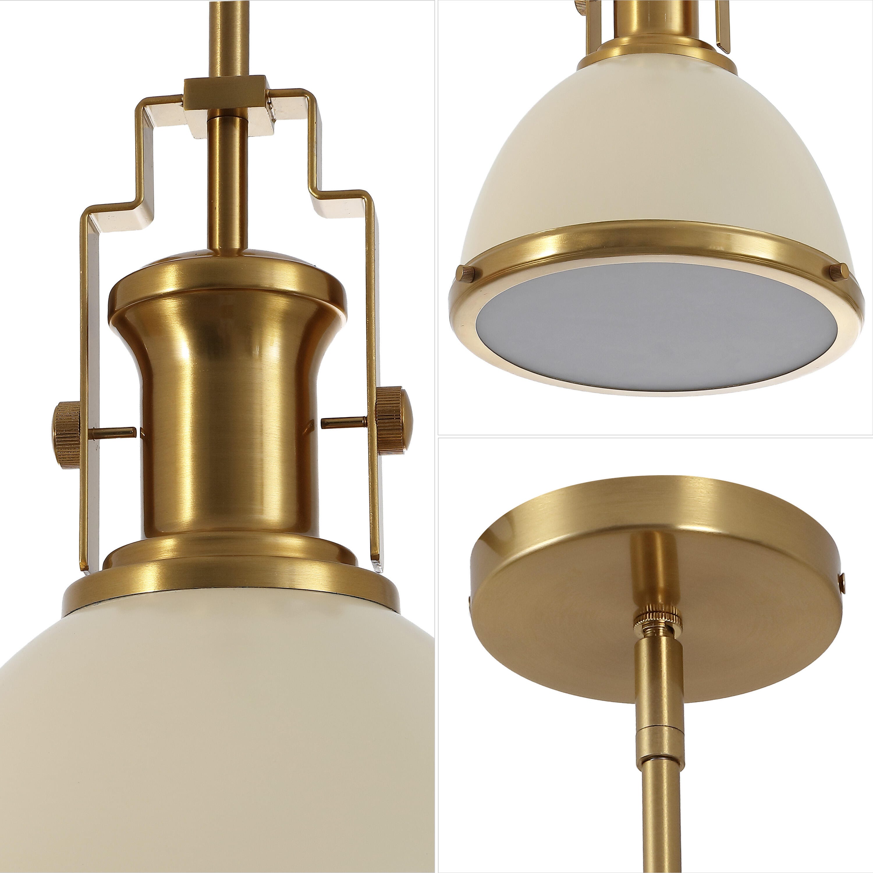 JONATHAN Y Homer Pendant Light, Brass Gold/Almond, large