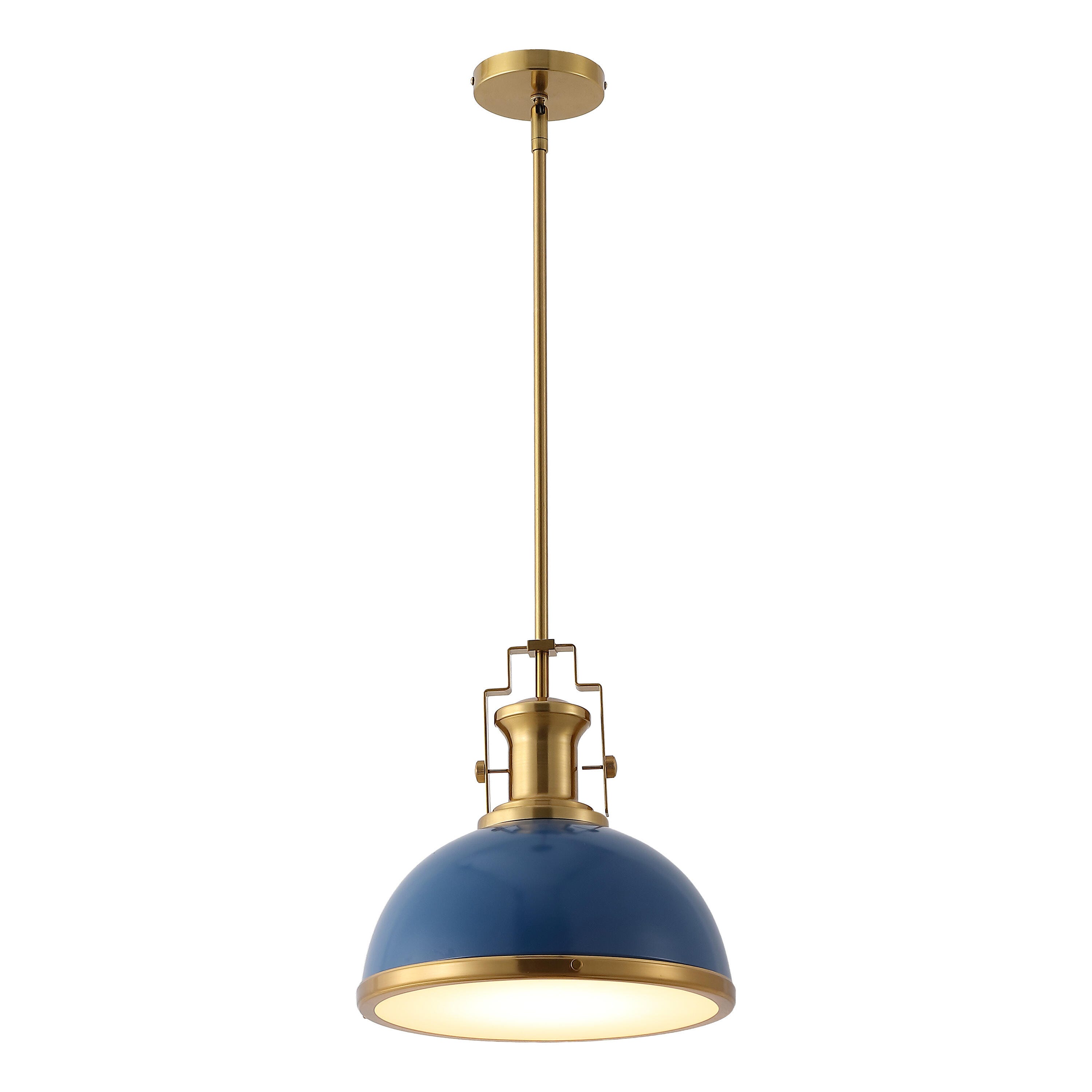 JONATHAN Y Homer Dome Pendant Light, Navy/Brass Gold, large