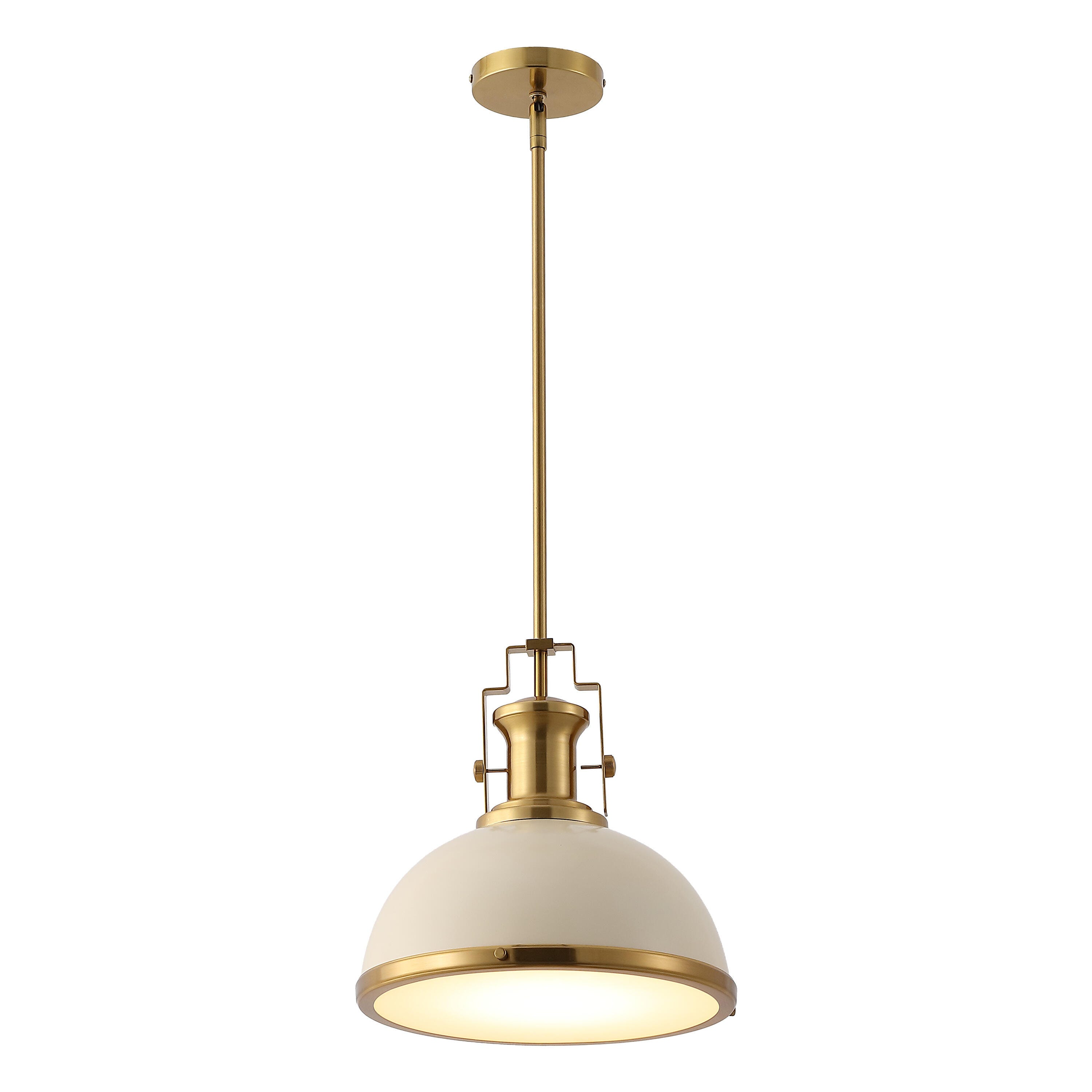 JONATHAN Y Homer Dome Pendant Light, Almond/Brass Gold, large