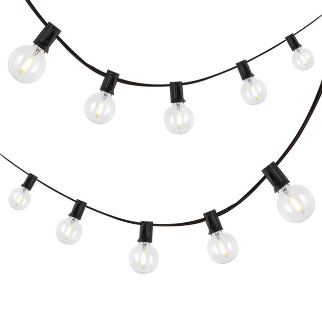 JONATHAN Y Bistro String Lights (Set of 2), Black