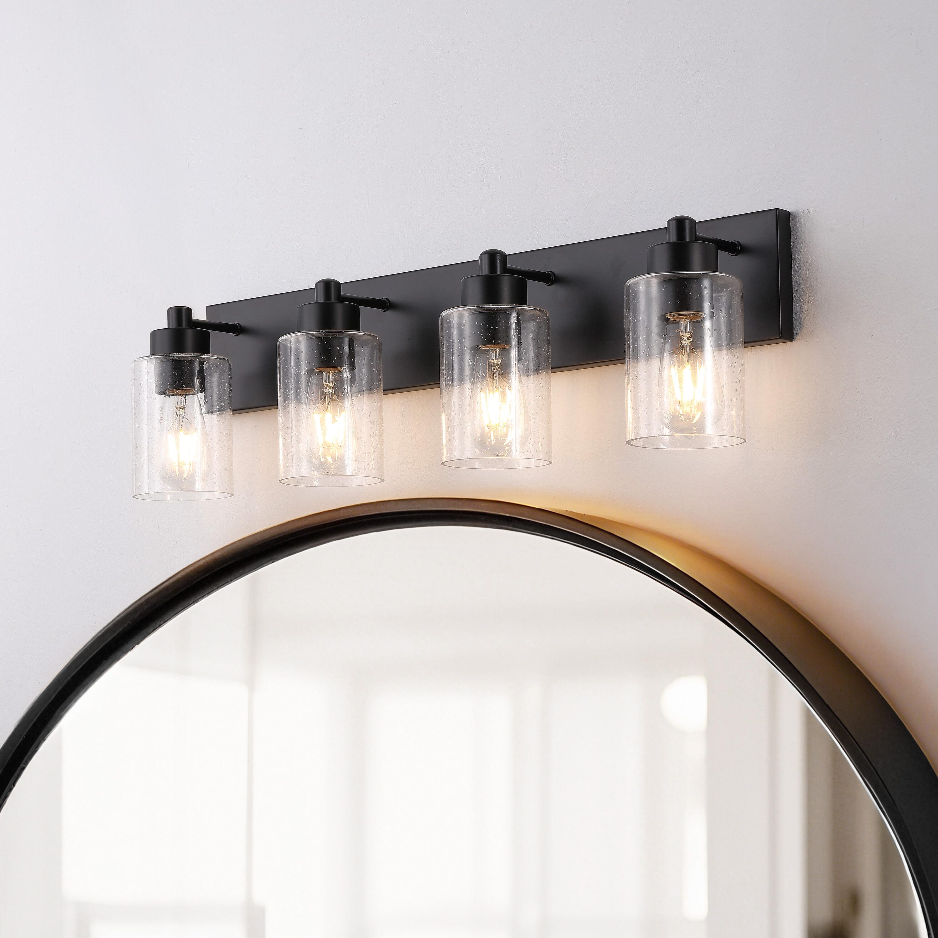 JONATHAN Y Irving 4-Light Scone, Black/Clear, large