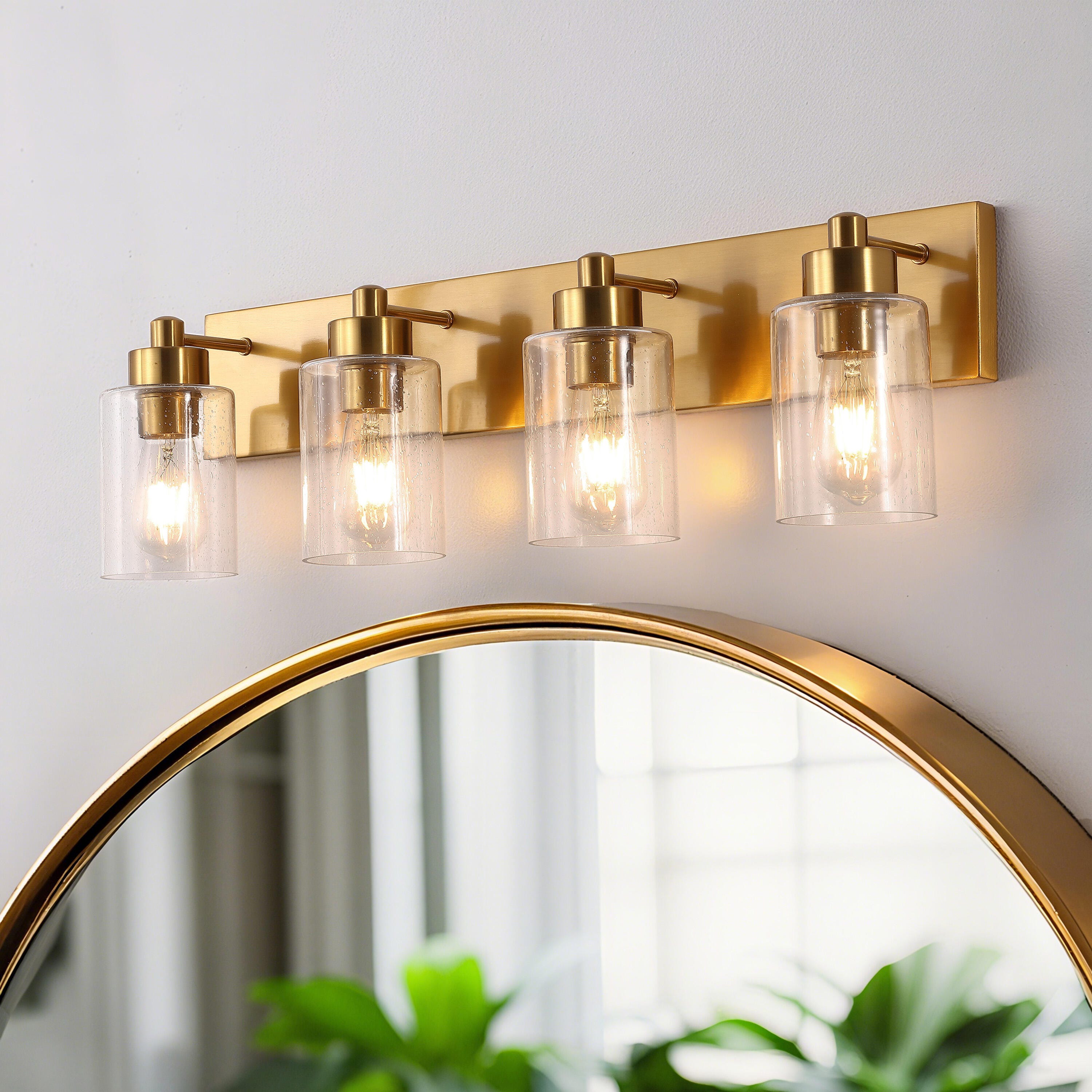 JONATHAN Y Irving 4-Light Scone, Brass Gold/Clear, rollover