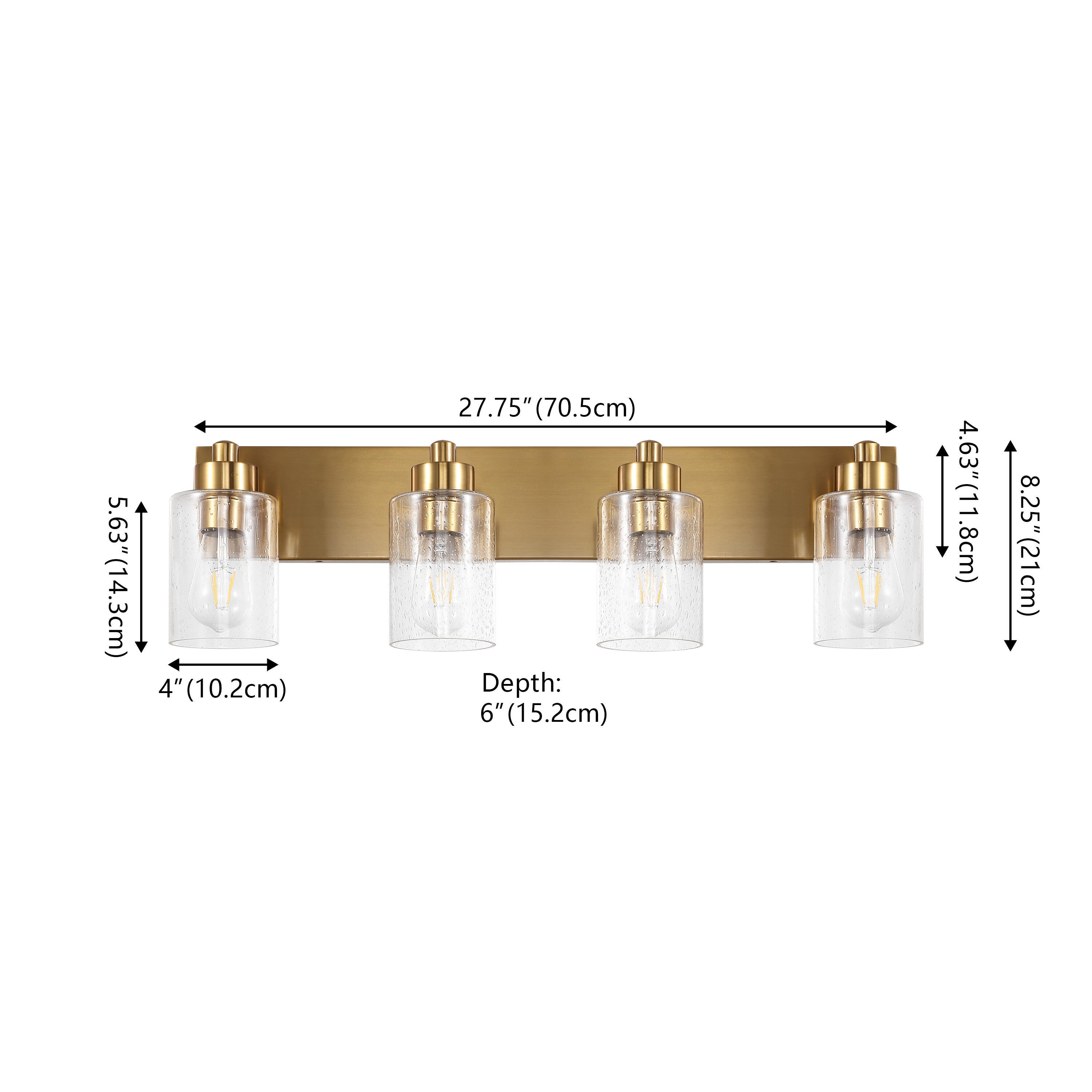 JONATHAN Y Irving 4-Light Scone, Brass Gold/Clear, large