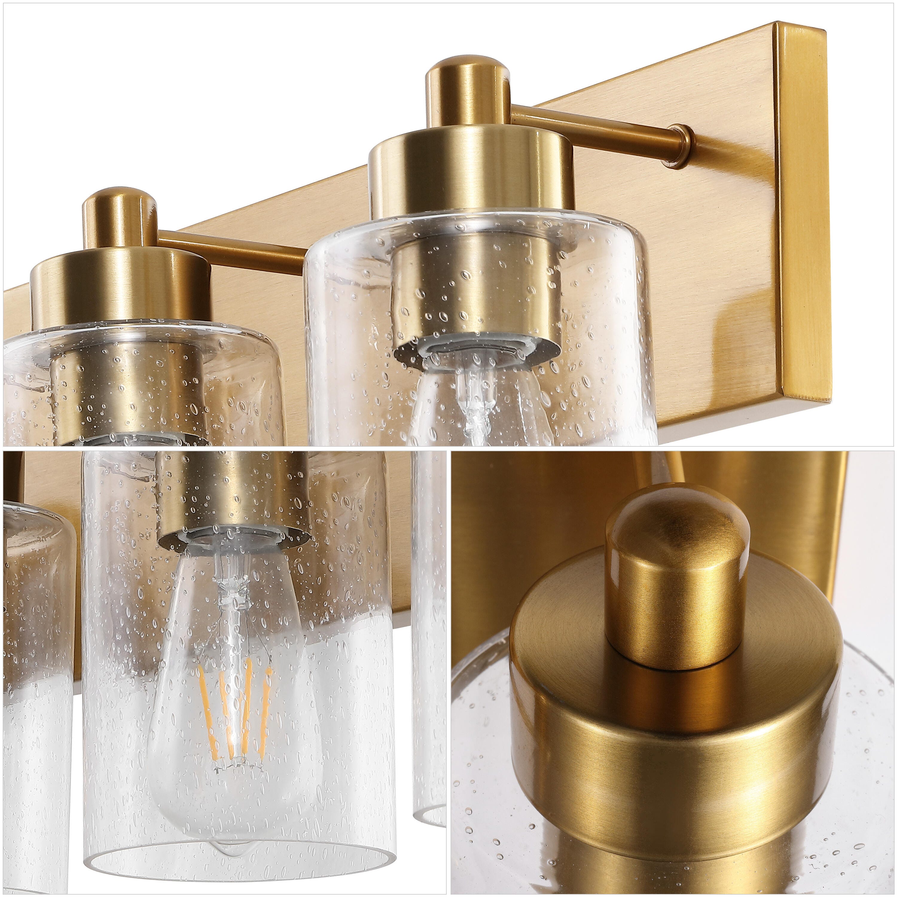 JONATHAN Y Irving 4-Light Scone, Brass Gold/Clear, large