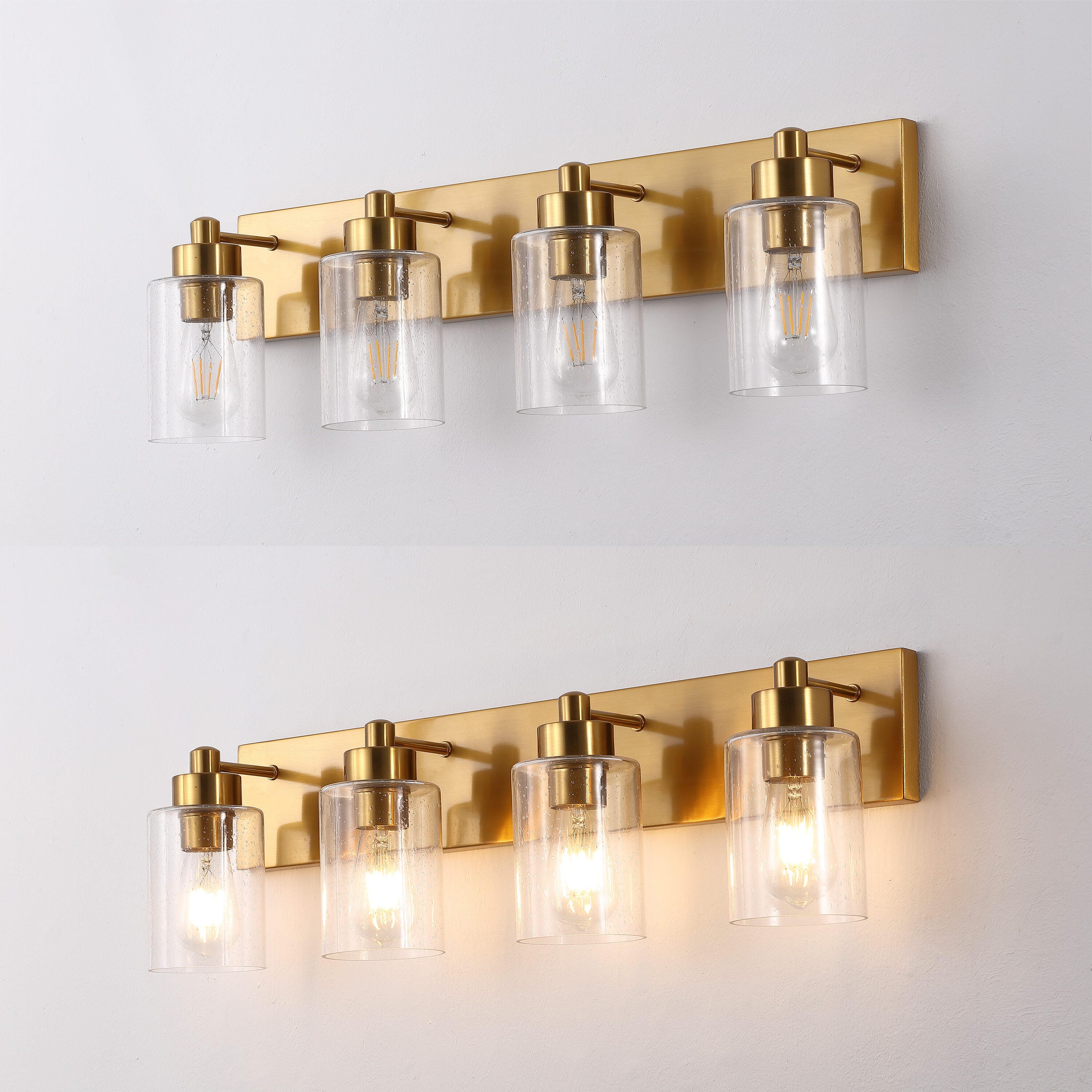 JONATHAN Y Irving 4-Light Scone, Brass Gold/Clear, large