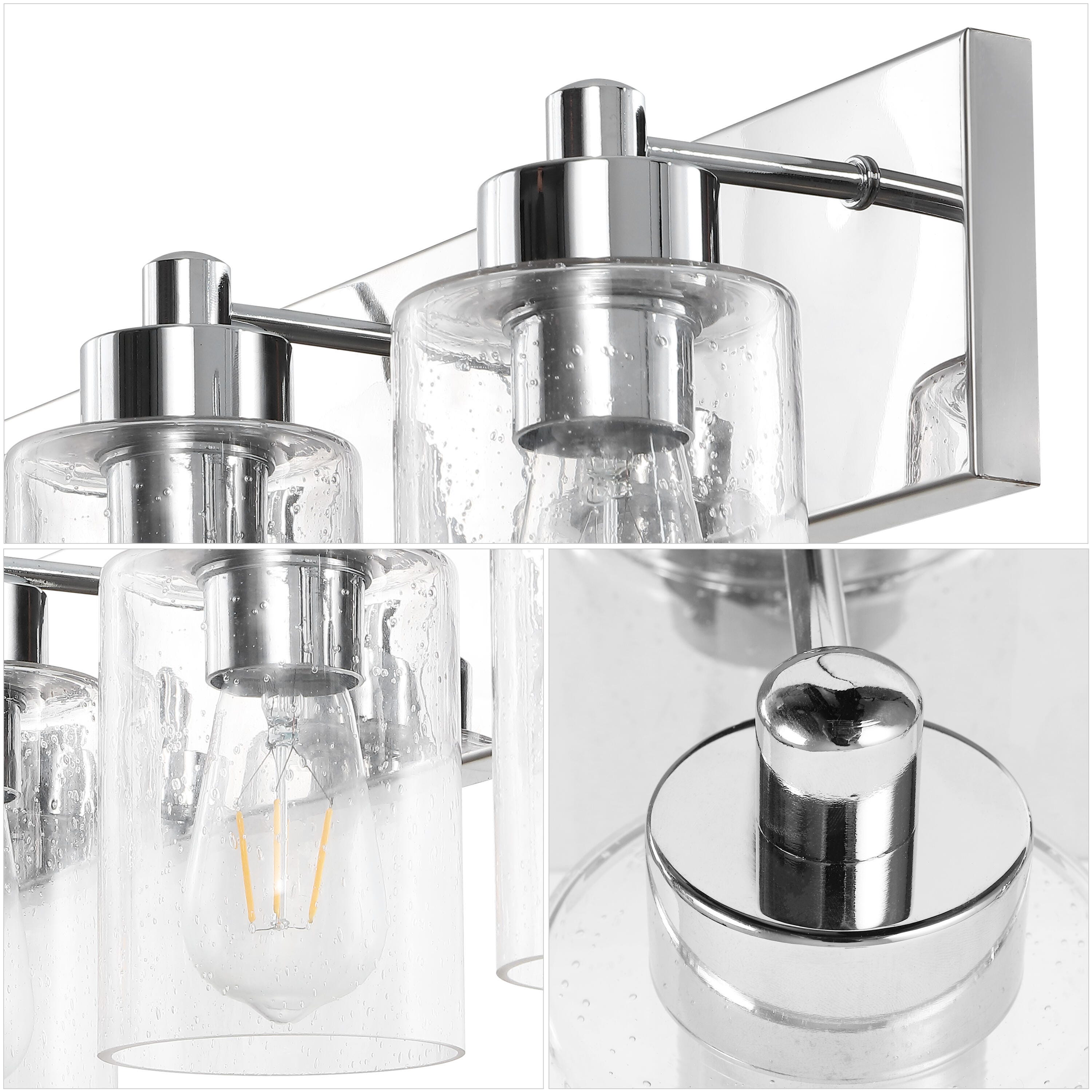 JONATHAN Y Irving 4-Light Scone, Chrome/Clear, large