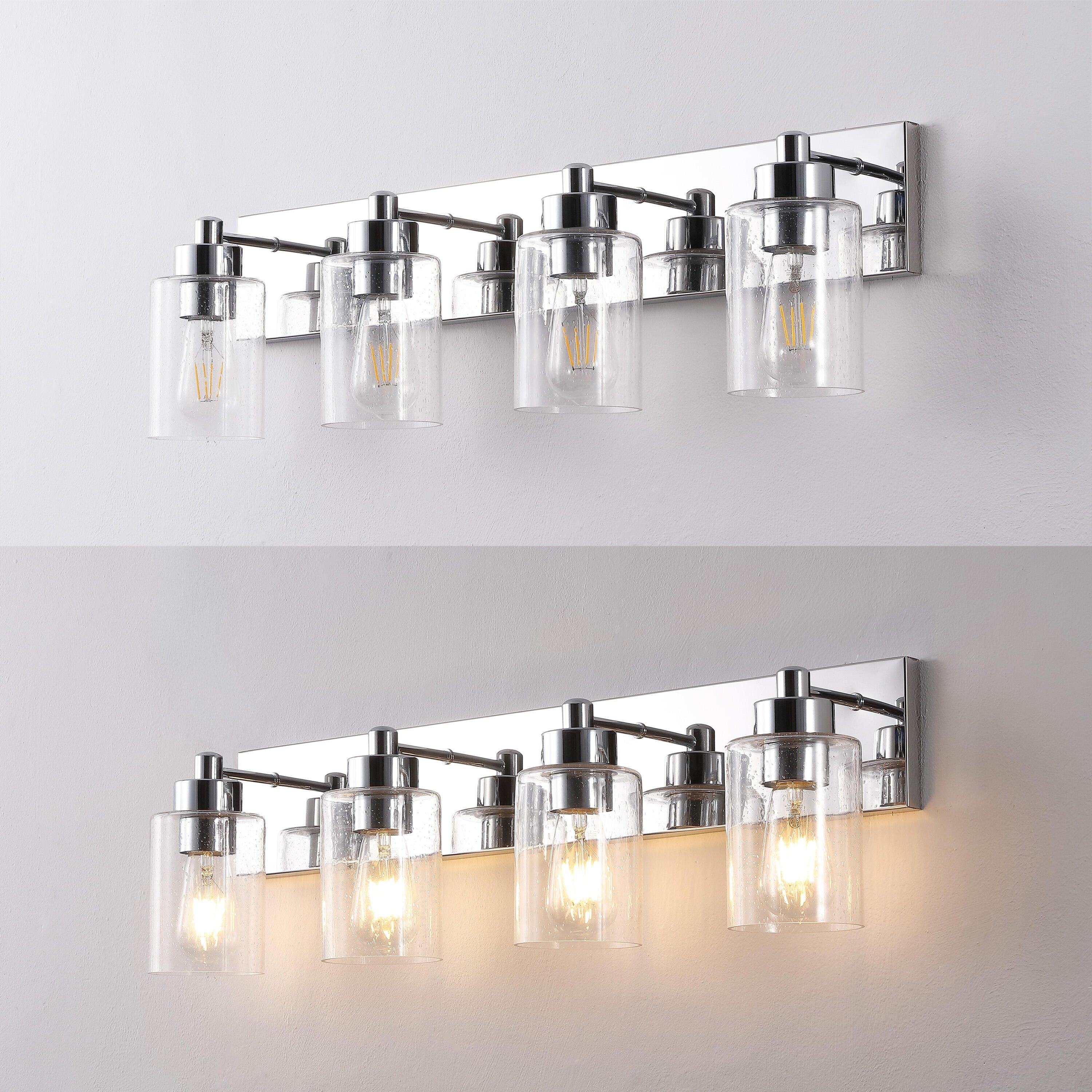 JONATHAN Y Irving 4-Light Scone, Chrome/Clear, large