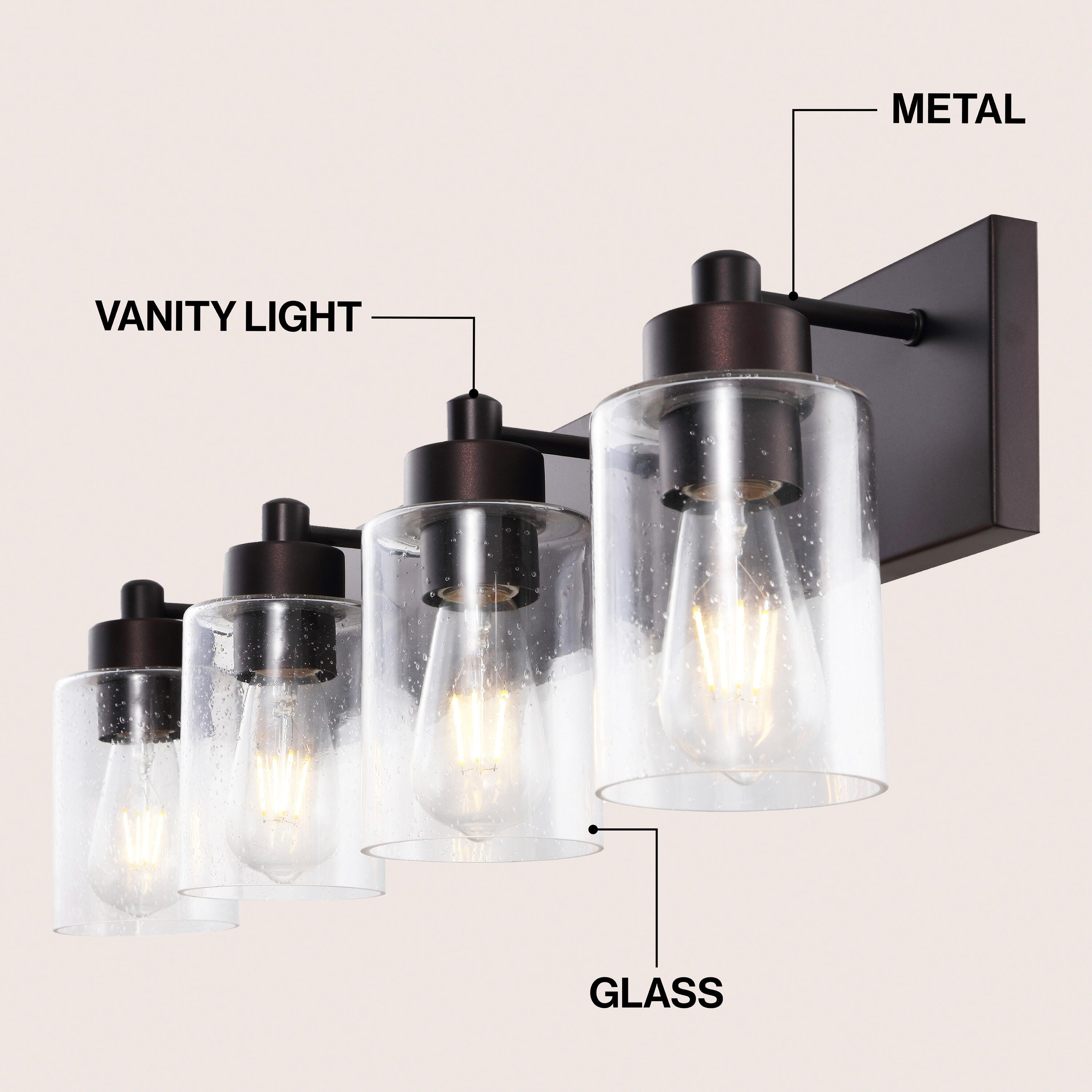 JONATHAN Y Irving 4-Light Scone, Oil Rubbed Bronze/Clear, large