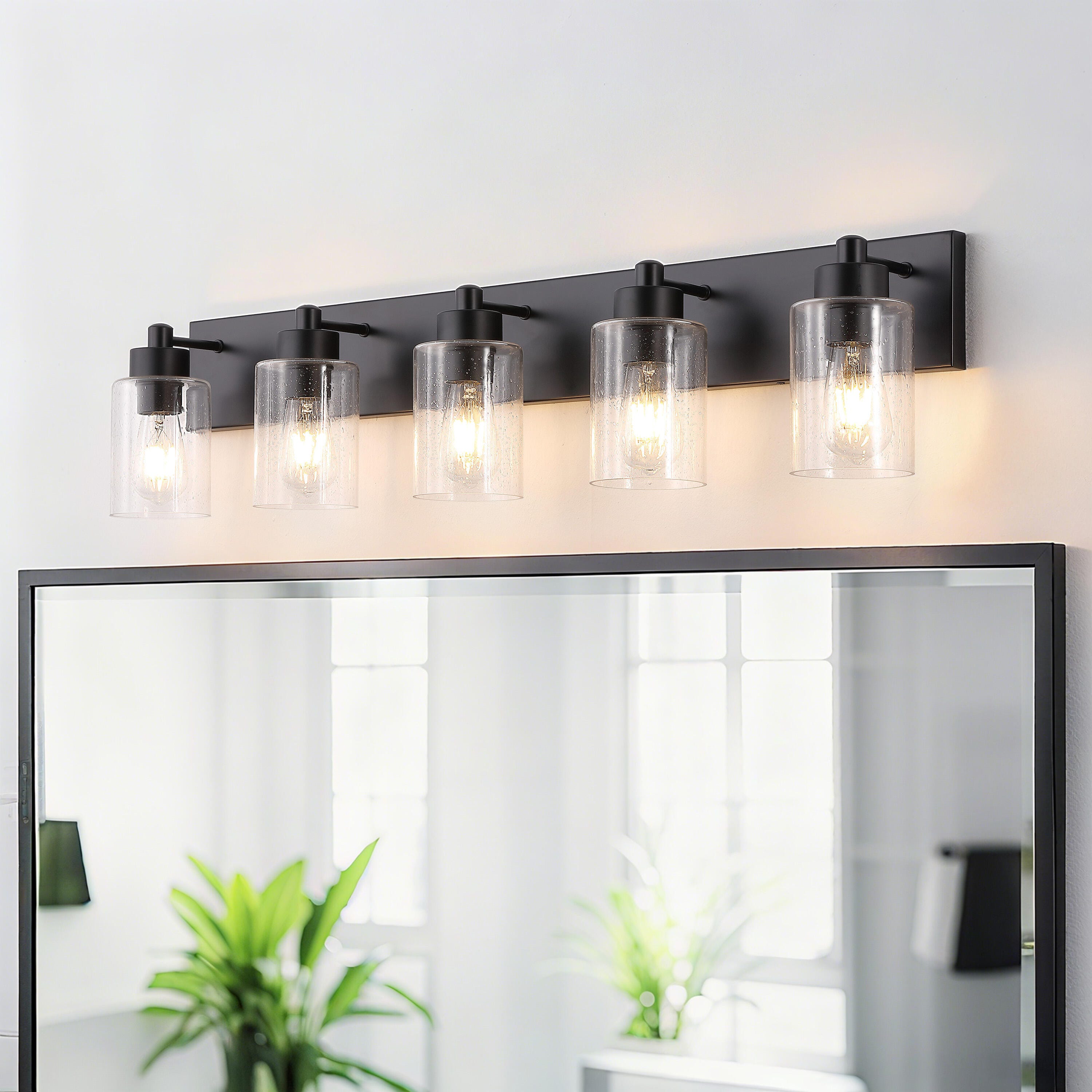 JONATHAN Y Irving 5-Light Scone, Black/Clear, rollover