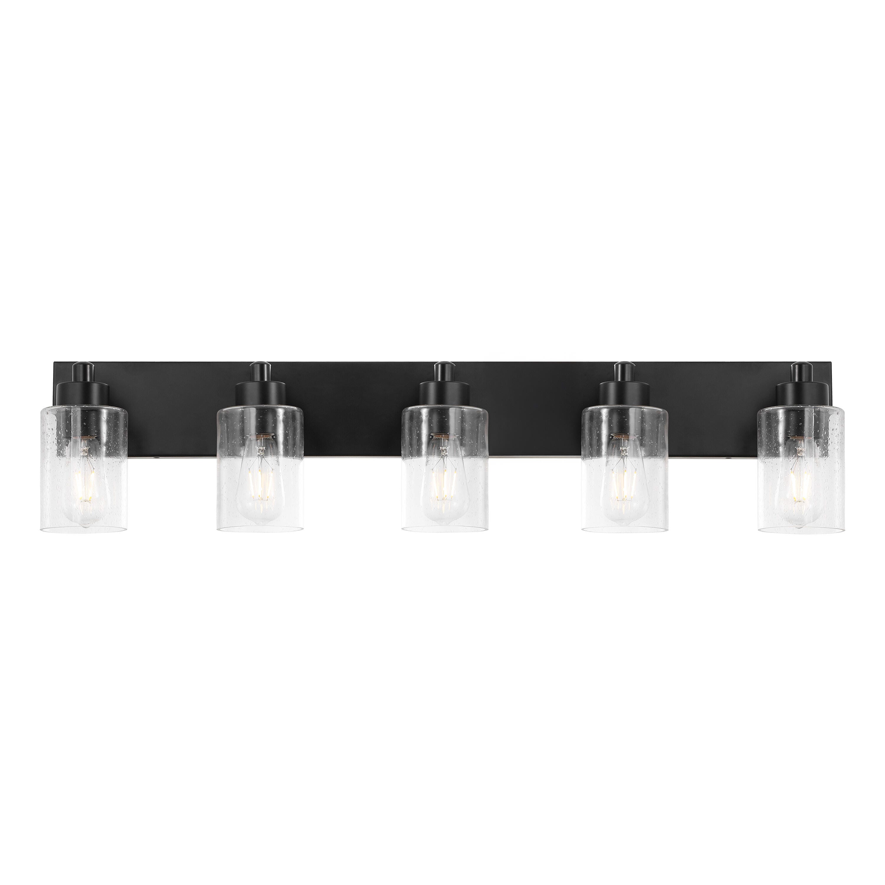 JONATHAN Y Irving 5-Light Scone, Black/Clear, large