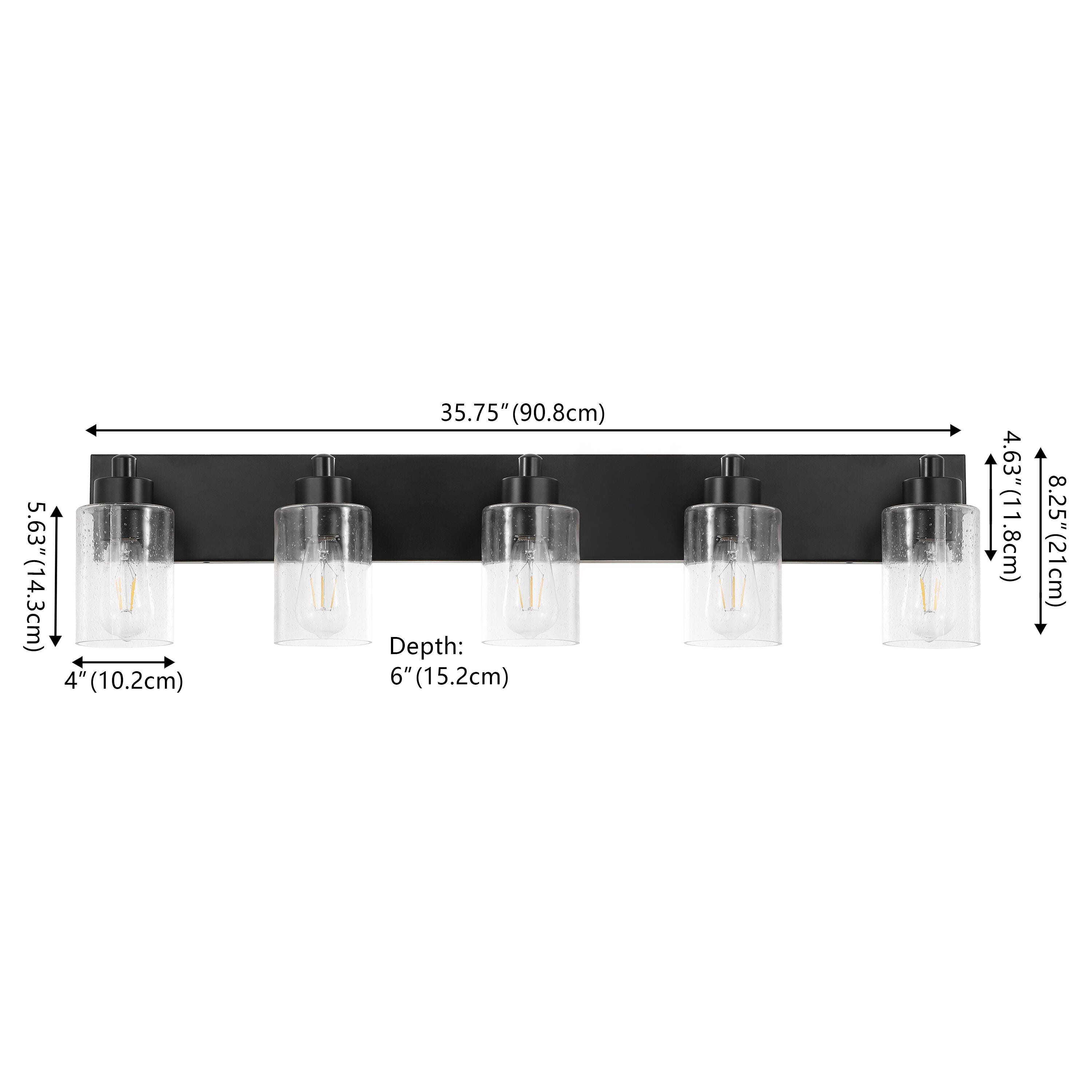 JONATHAN Y Irving 5-Light Scone, Black/Clear, large