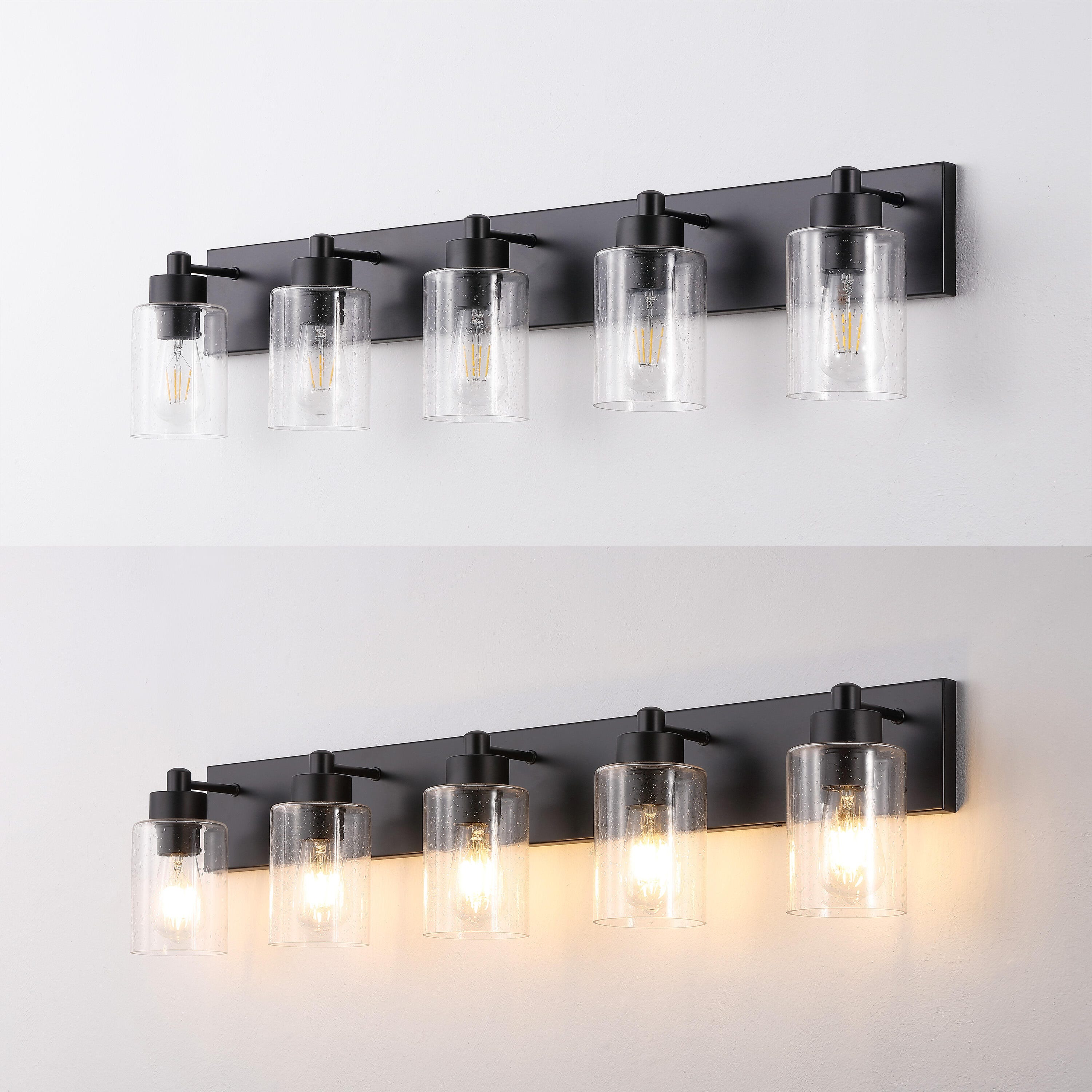 JONATHAN Y Irving 5-Light Scone, Black/Clear, large