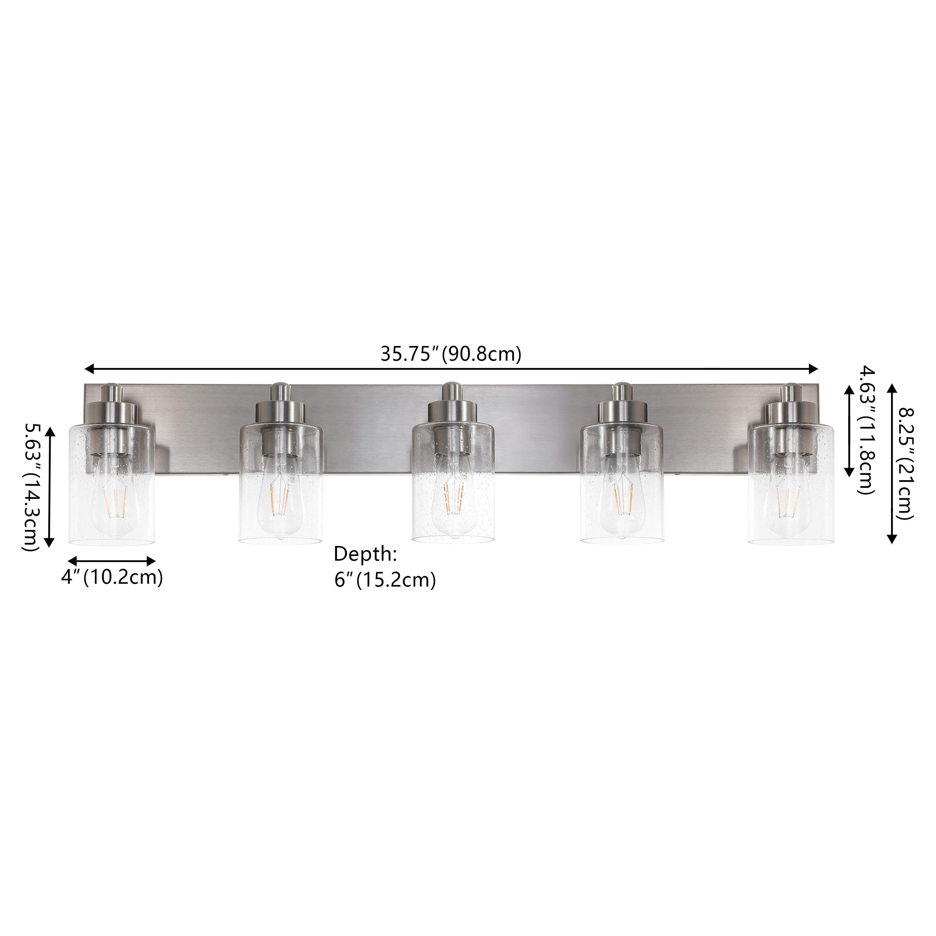 JONATHAN Y Irving 5-Light Scone, Nickel/Clear, large