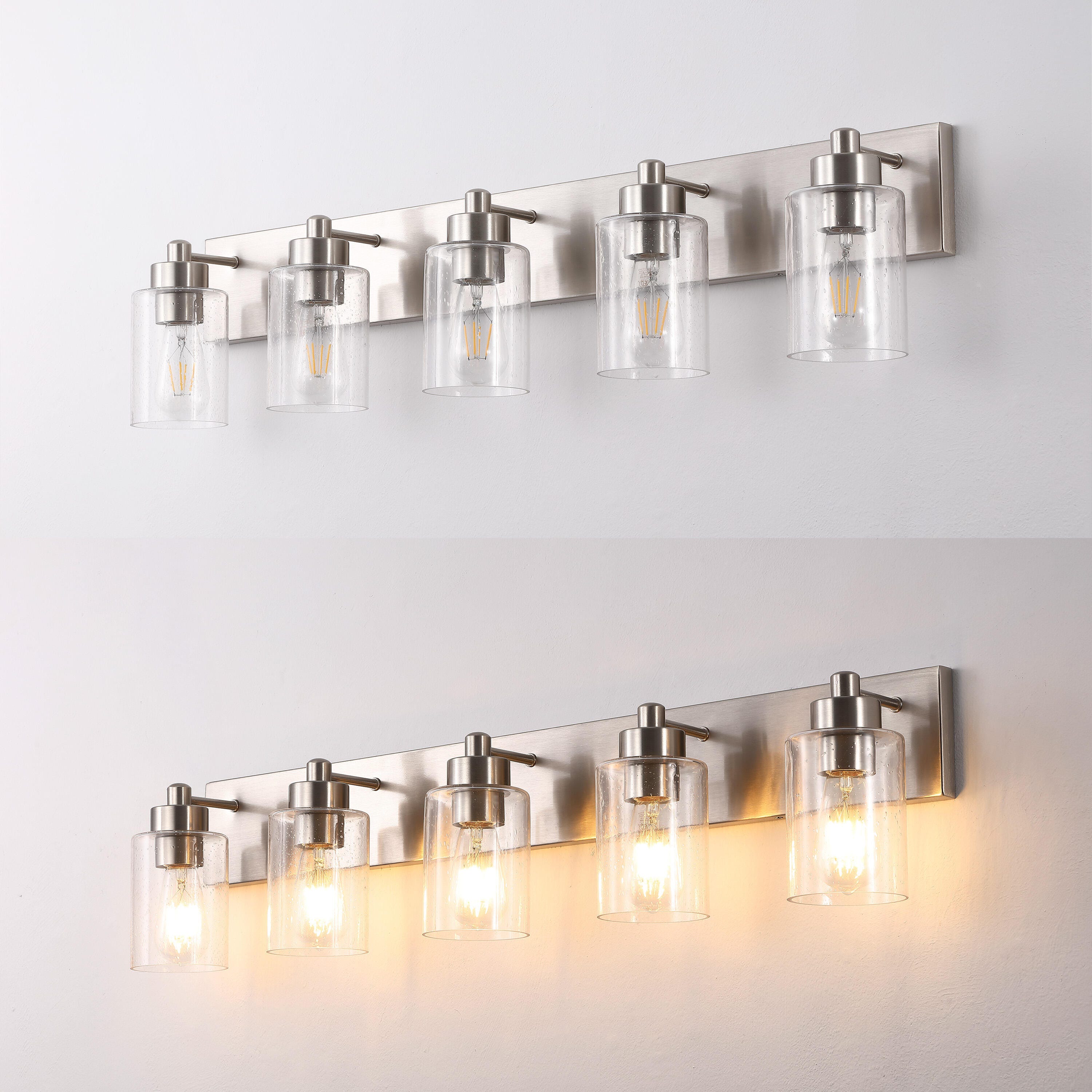JONATHAN Y Irving 5-Light Scone, Nickel/Clear, large