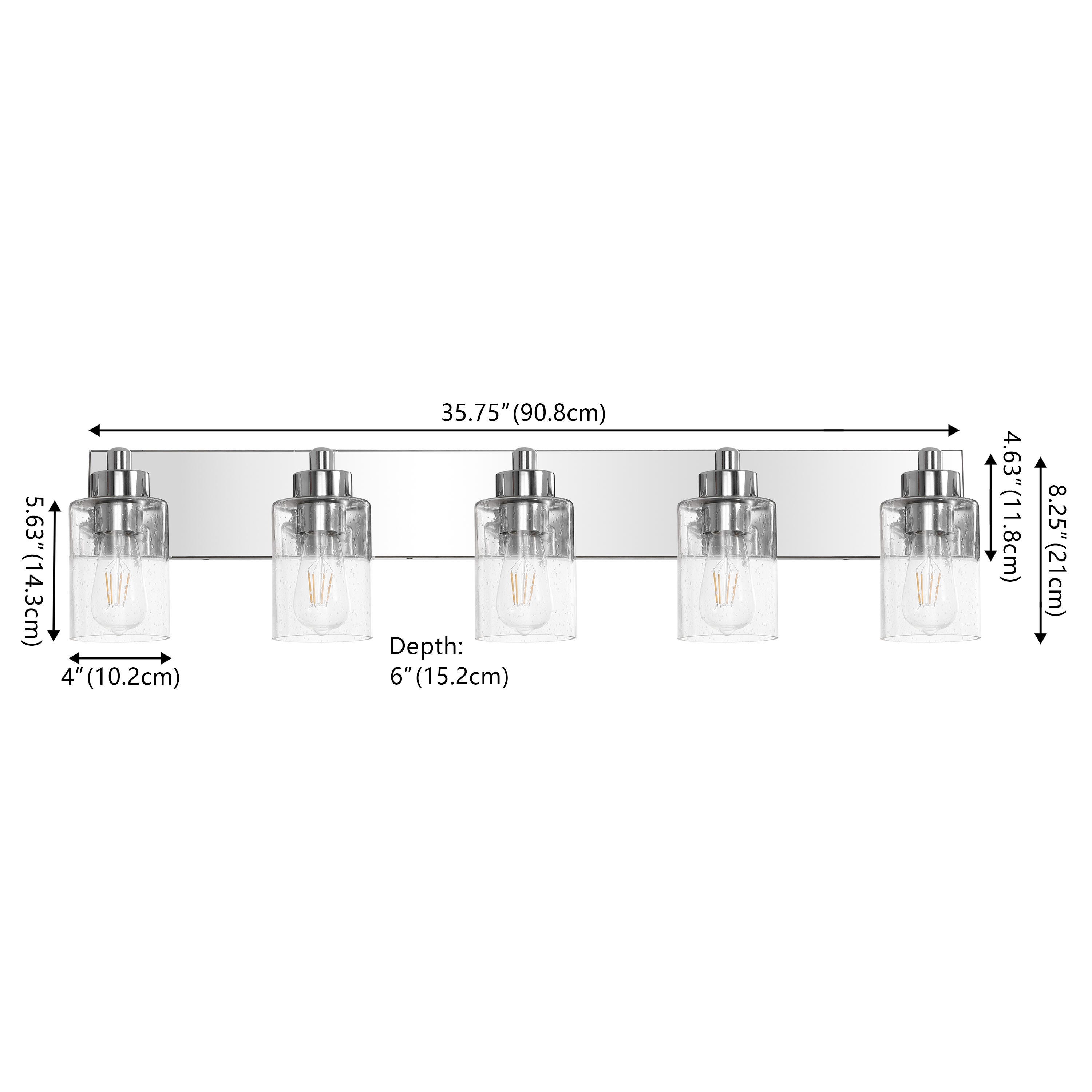 JONATHAN Y Irving 5-Light Scone, Chrome/Clear, large